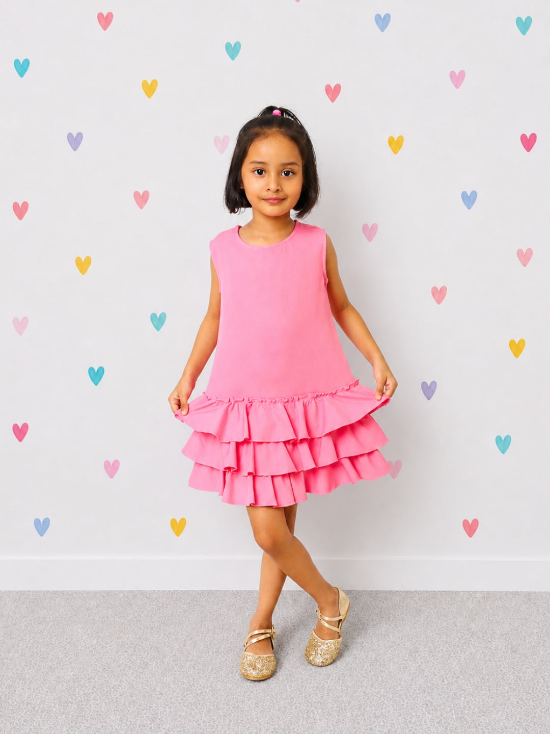 Ruffles Pixie Dress - Barbie Pink