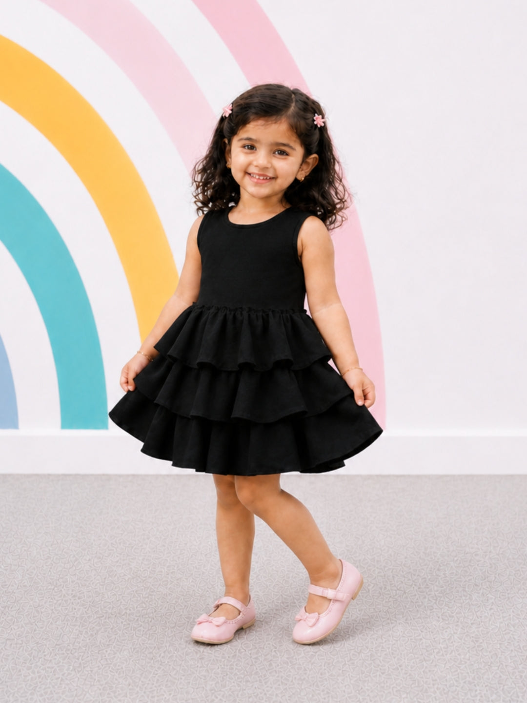 Ruffles Pixie Dress - Black