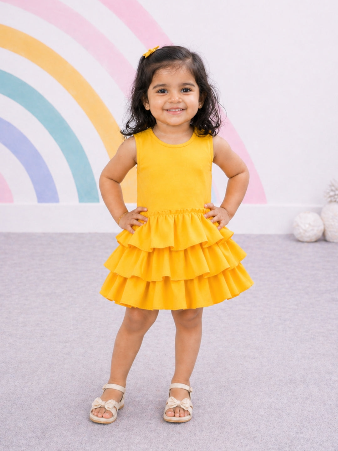 Ruffles Pixie Dress - Yellow