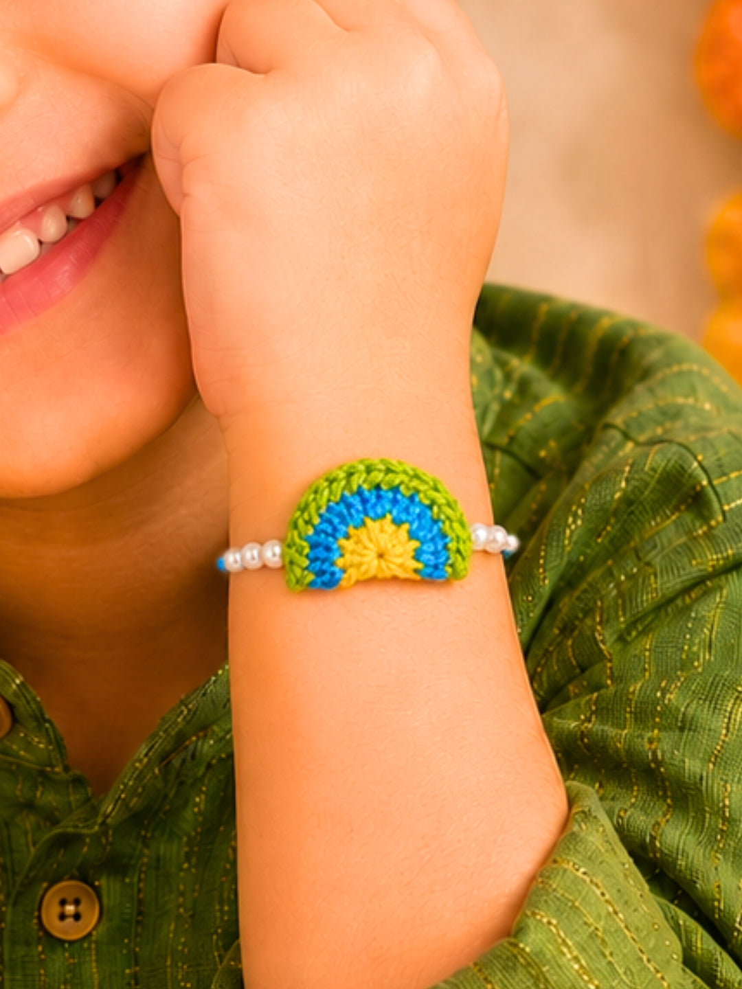 Colourful Rainbow Rakhi - Green