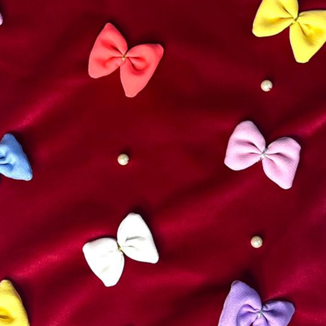 Colourful Soft Bows Top - Red