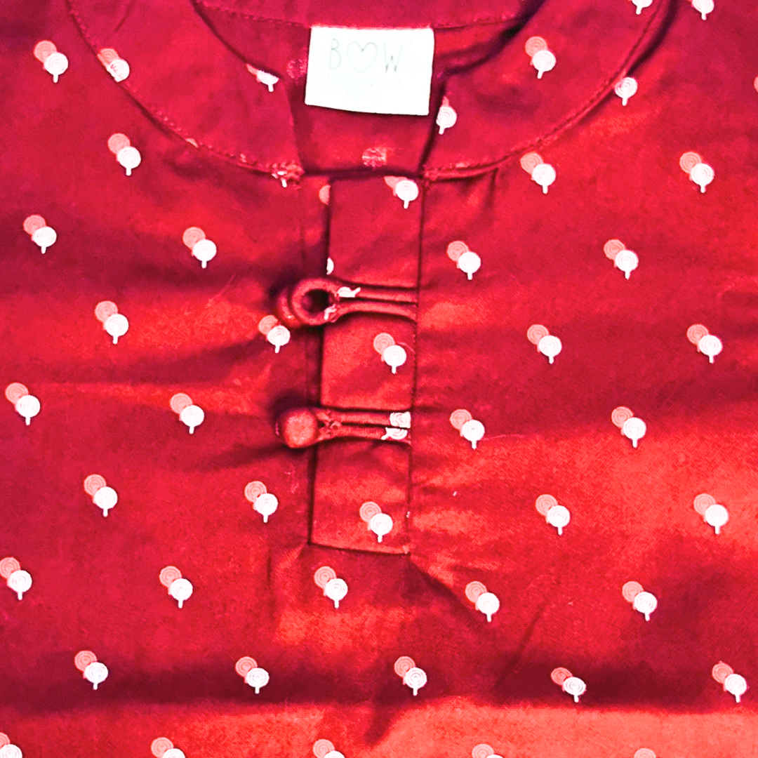 Cotton Knotty Kurta - Maroon