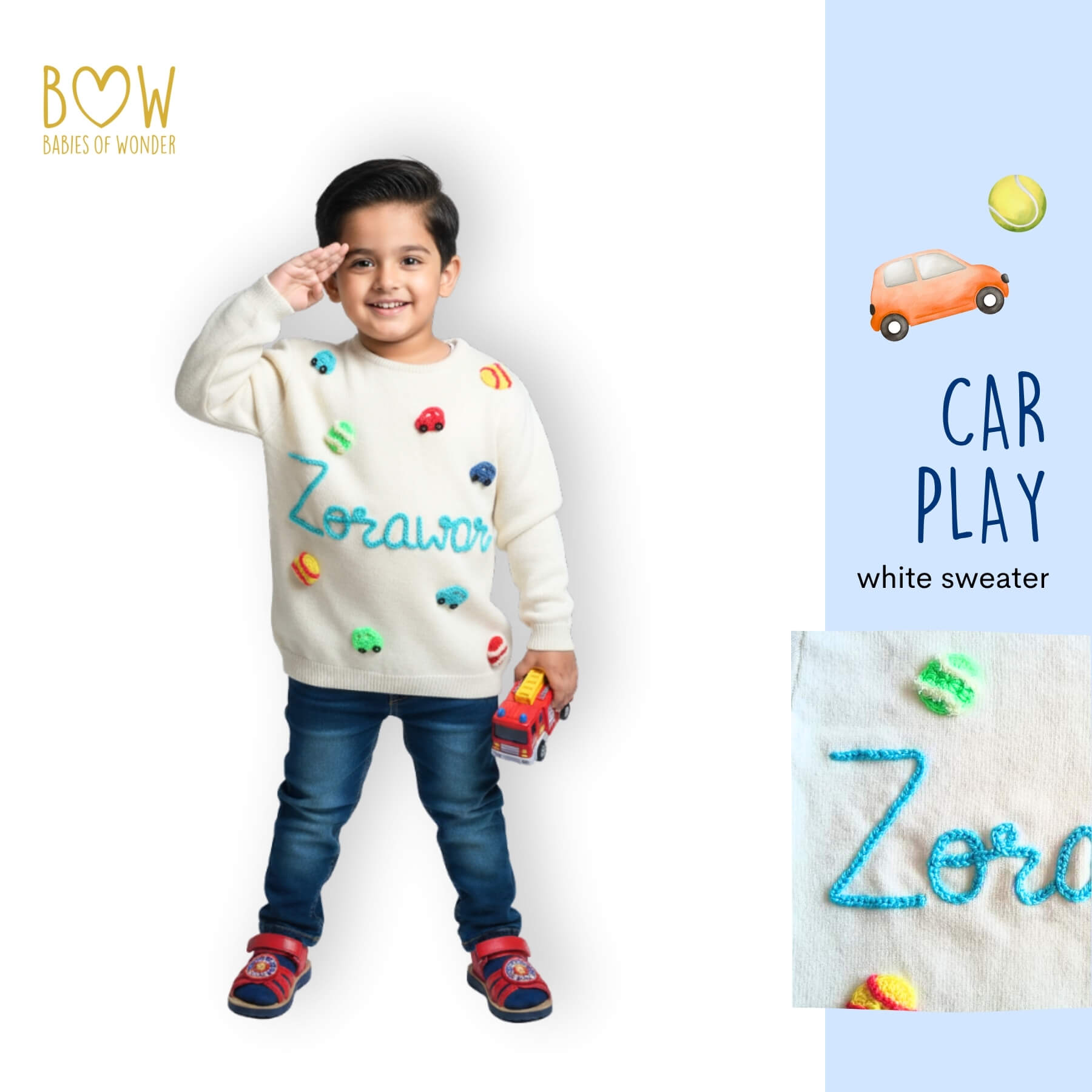 Boys Customised Car Play Sweater