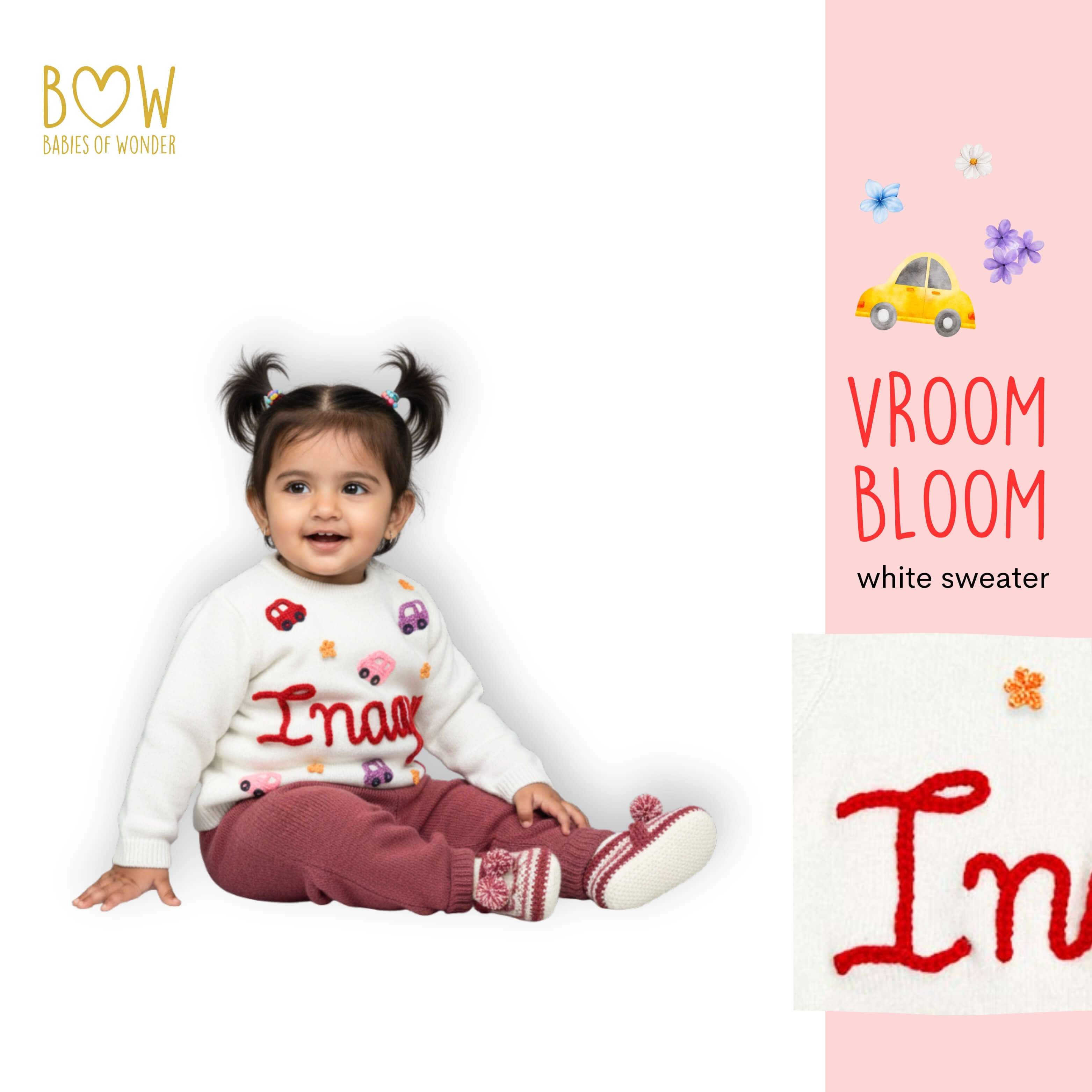 Girls Customised Vroom Bloom Sweater