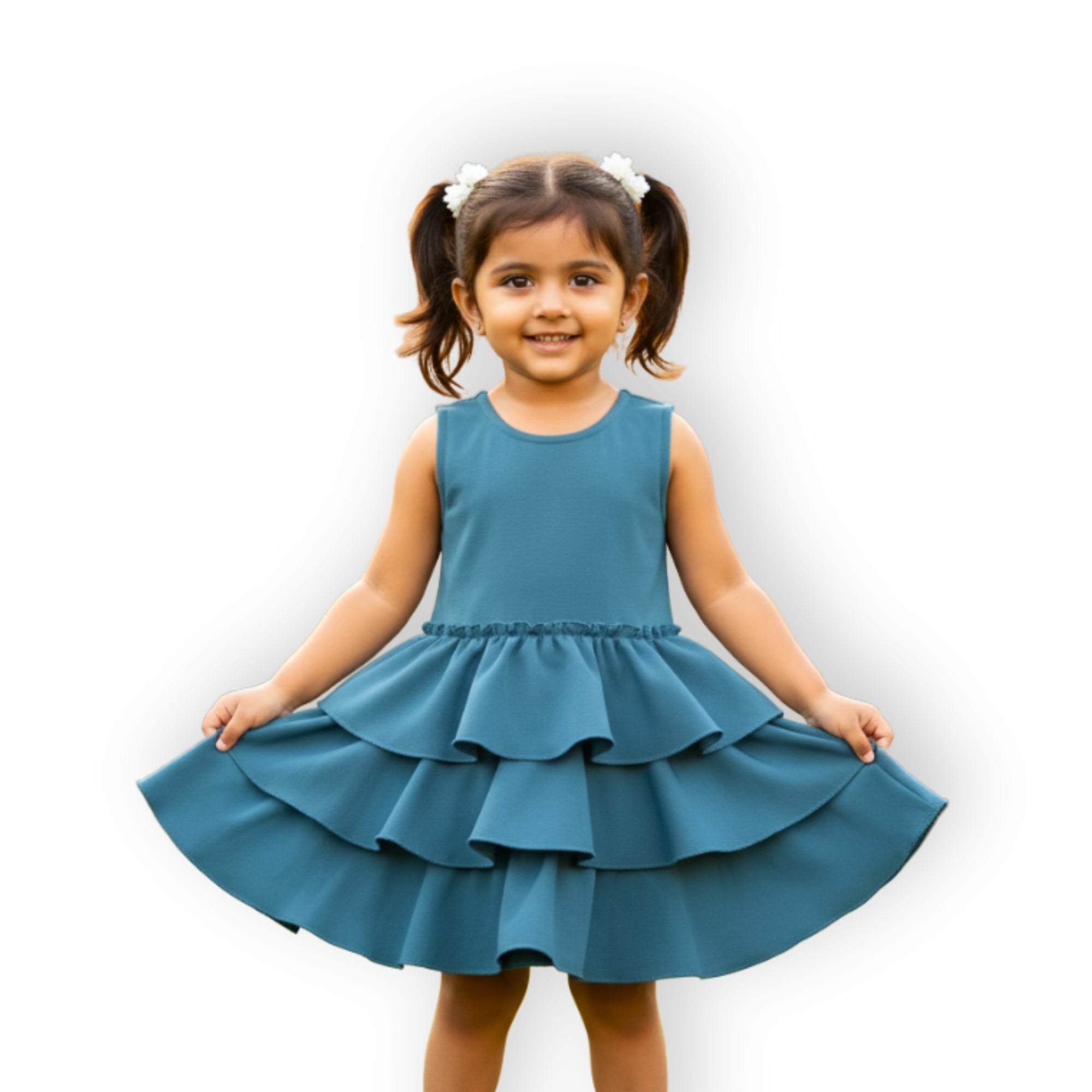 Ruffles Pixie Dress - Teal