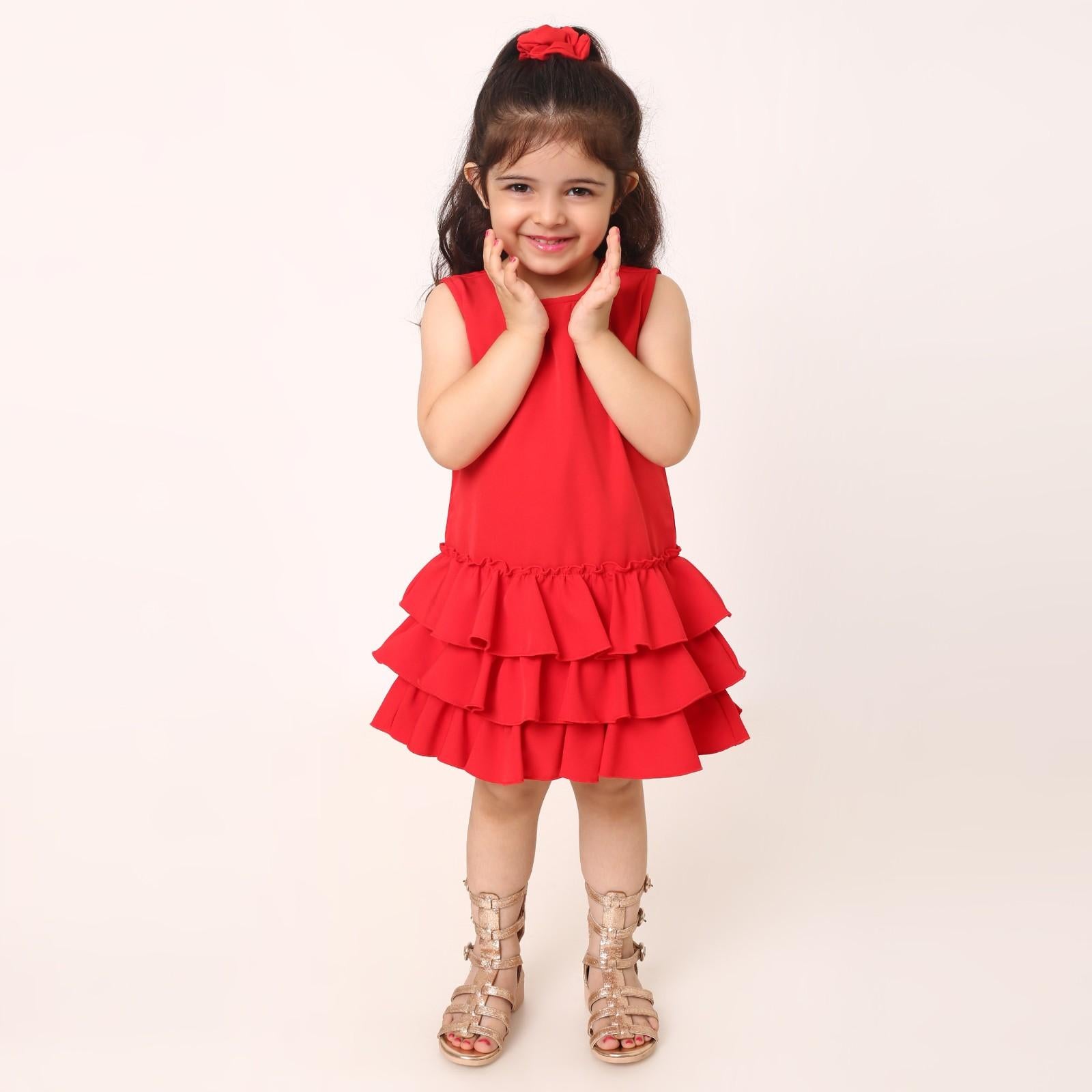 Ruffles Pixie Dress - Red