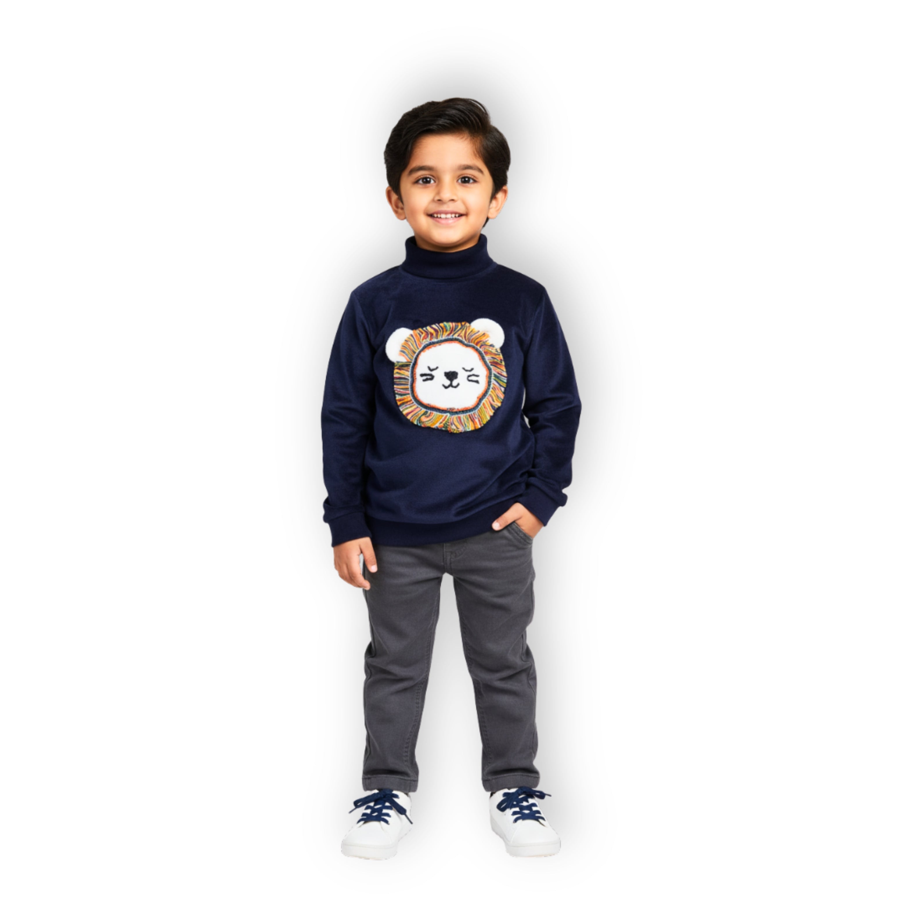 Lion Turtleneck - Navy