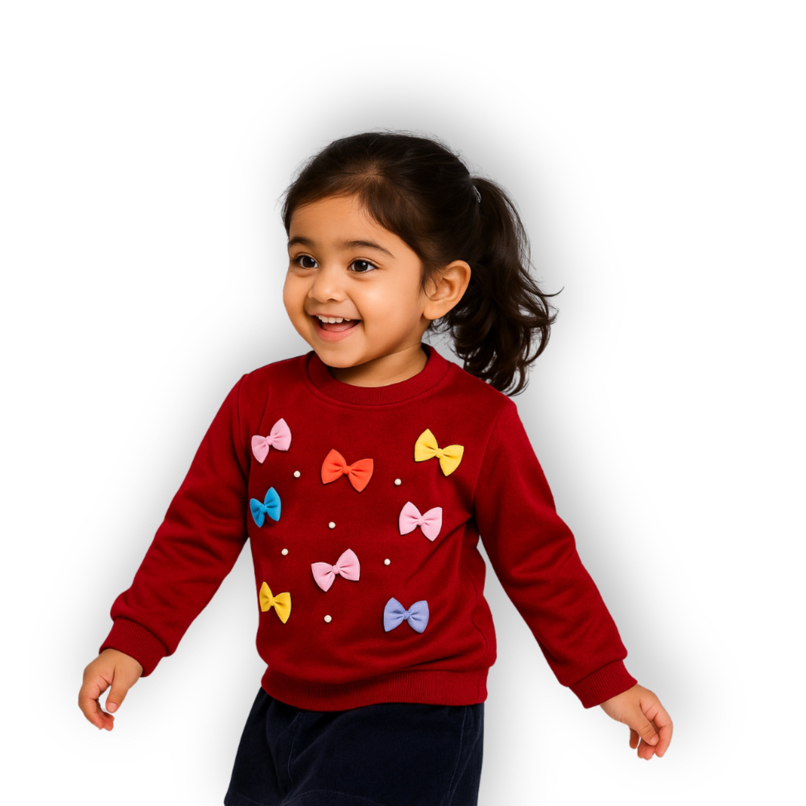 Soft Colourful Bows Sweatshirt - Red