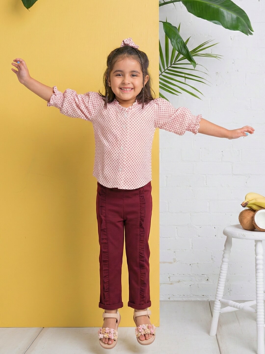 Ella Frills Pants - Wine