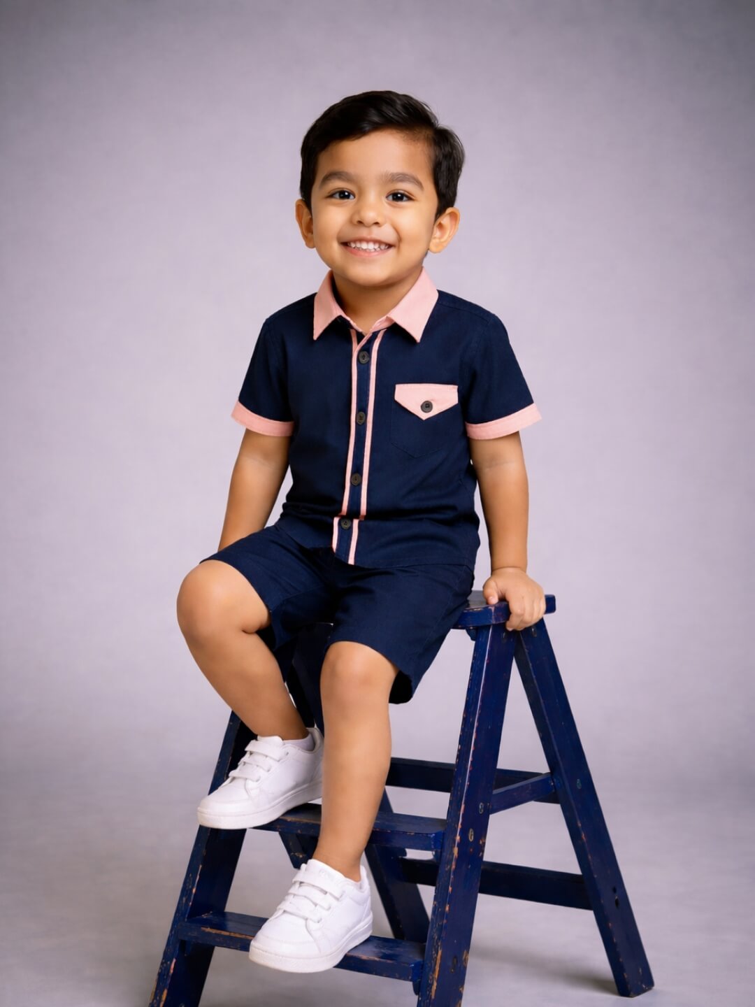 Piper Cotton Shirt - Navy