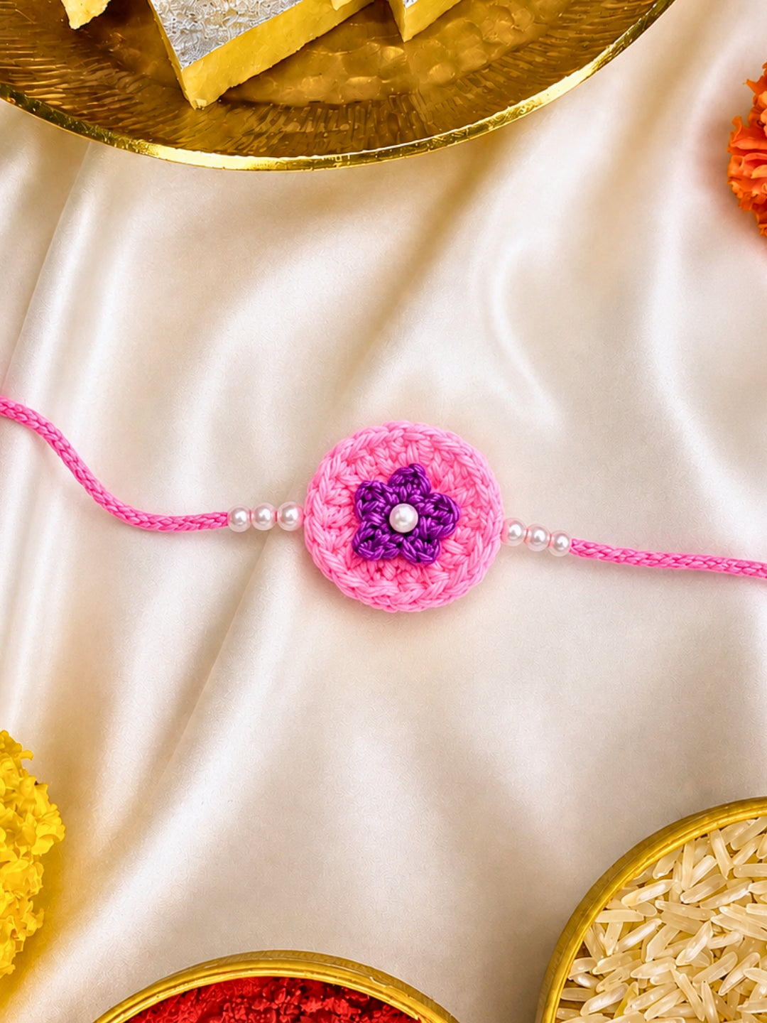Soft Flower Rakhi - Pink