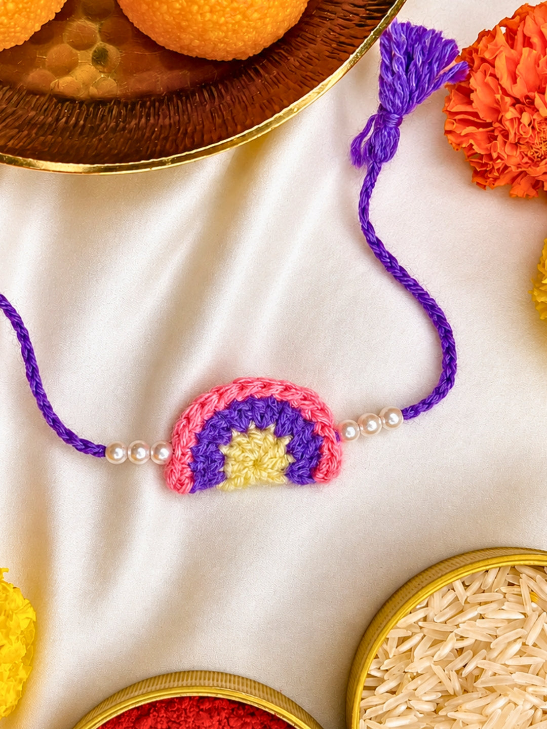 Colourful Rainbow Rakhi - Pink