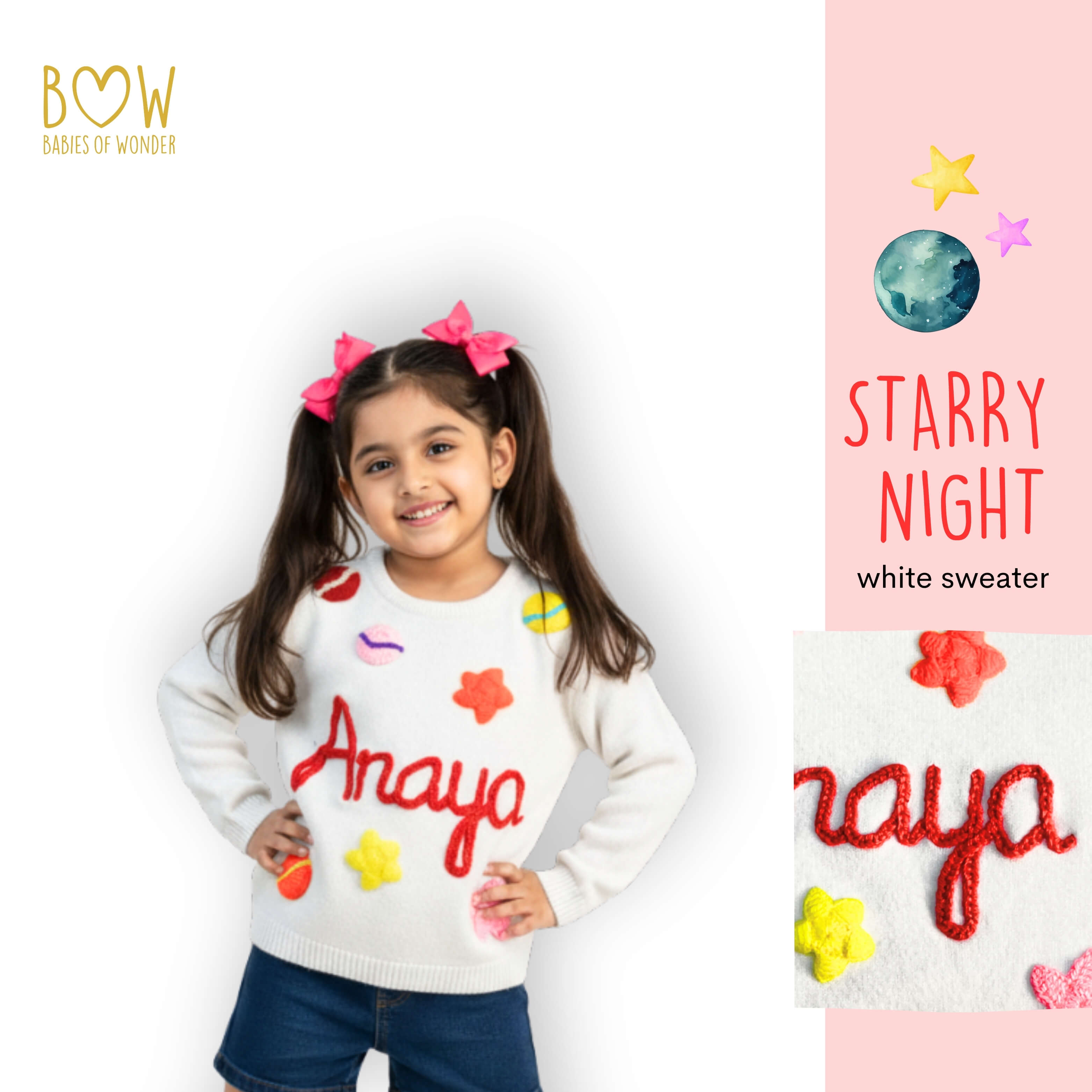 Girls Customised Starry Night Sweater
