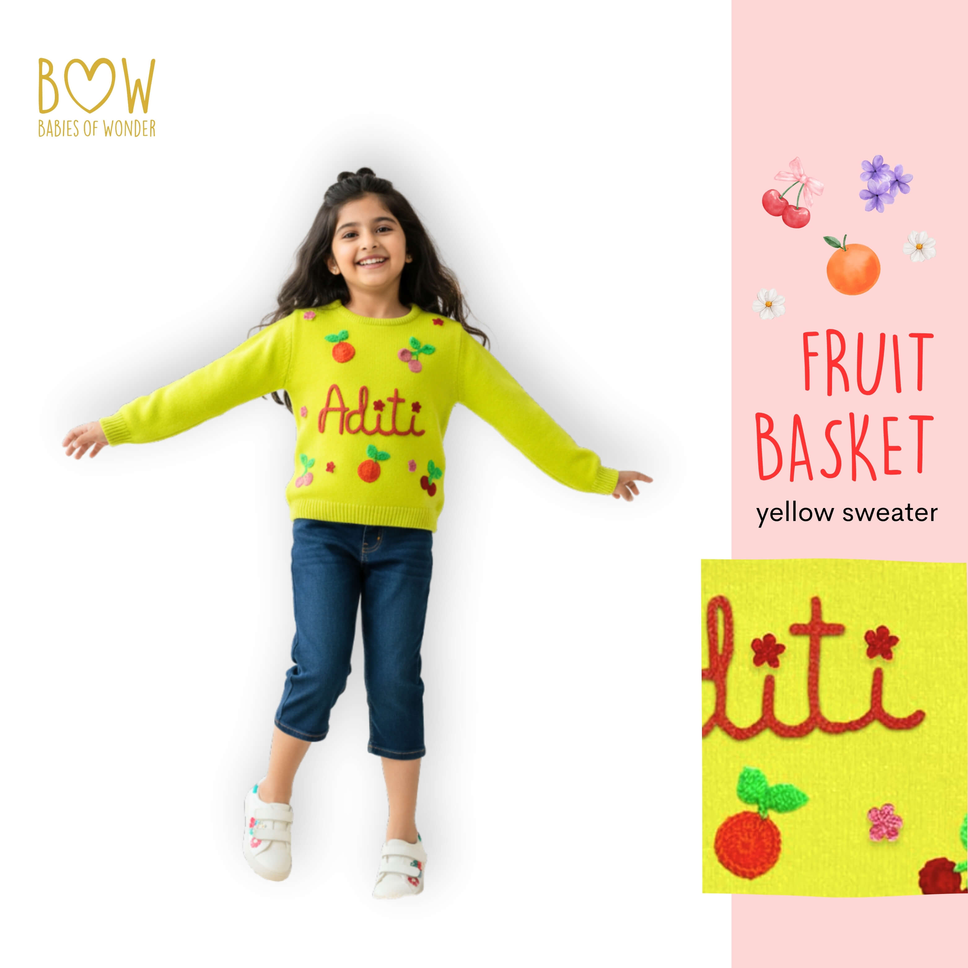Girls Customised Fruit Basket Sweater