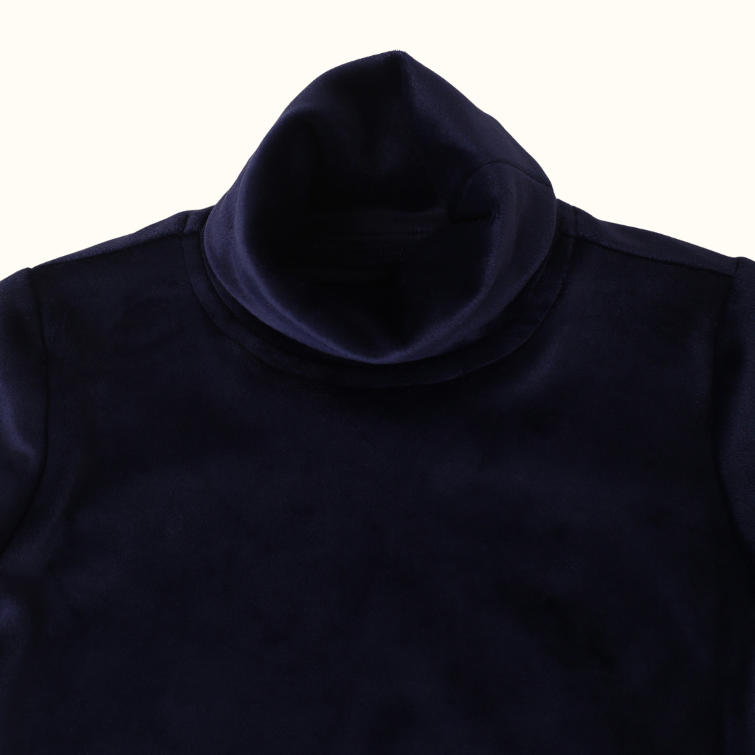 Cosy Velour Turtleneck - Navy
