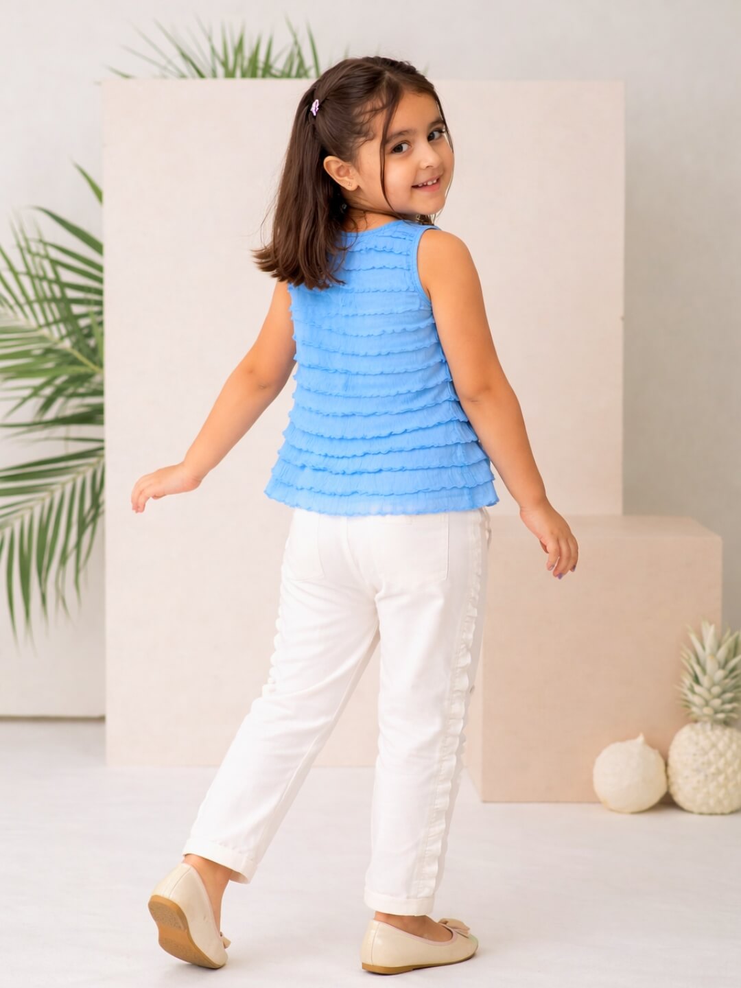 Sarah Frills Top - Blue