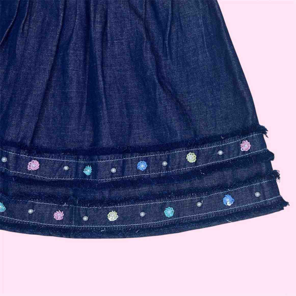 Embroidered Cotton Denim Skirt