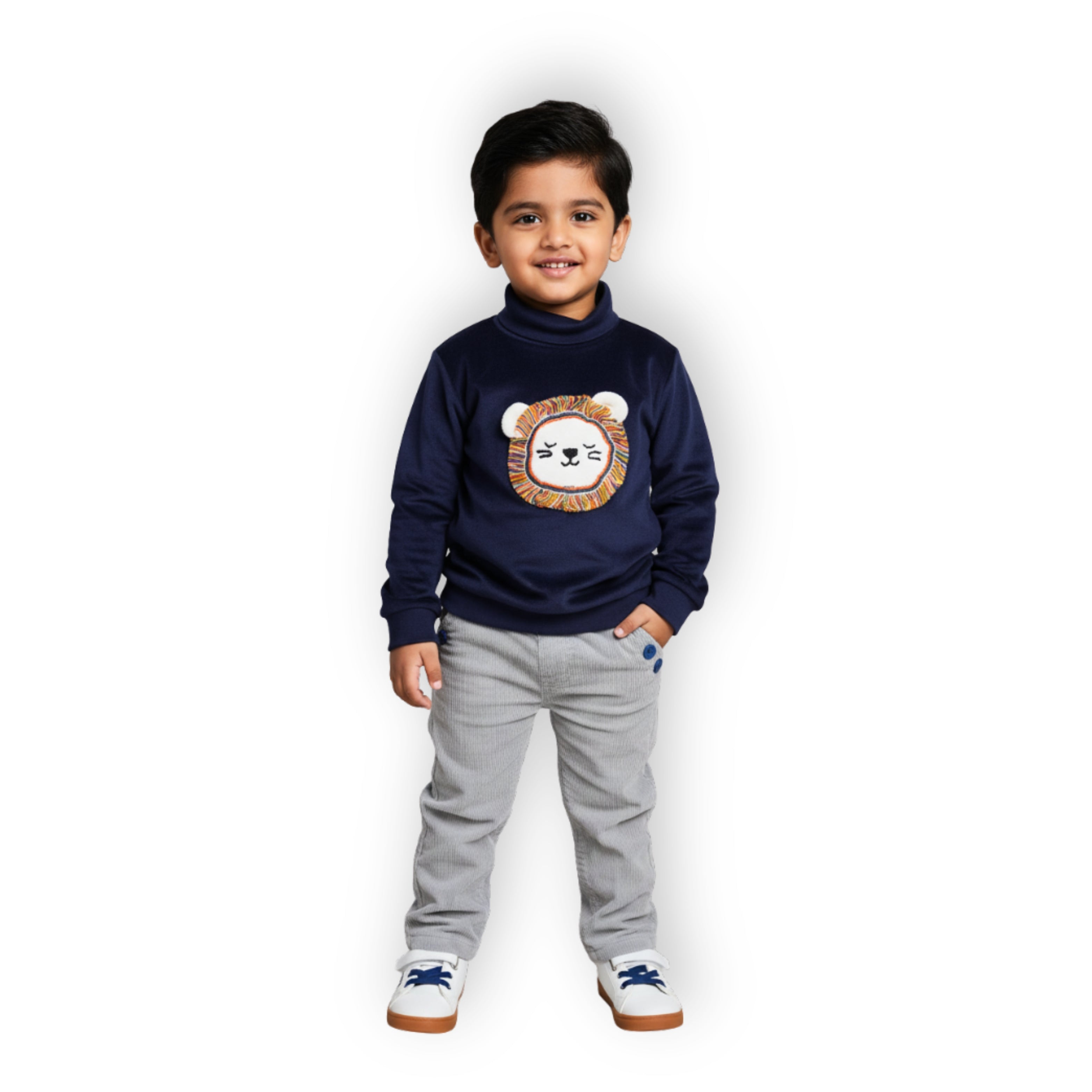 Lion Turtleneck - Navy