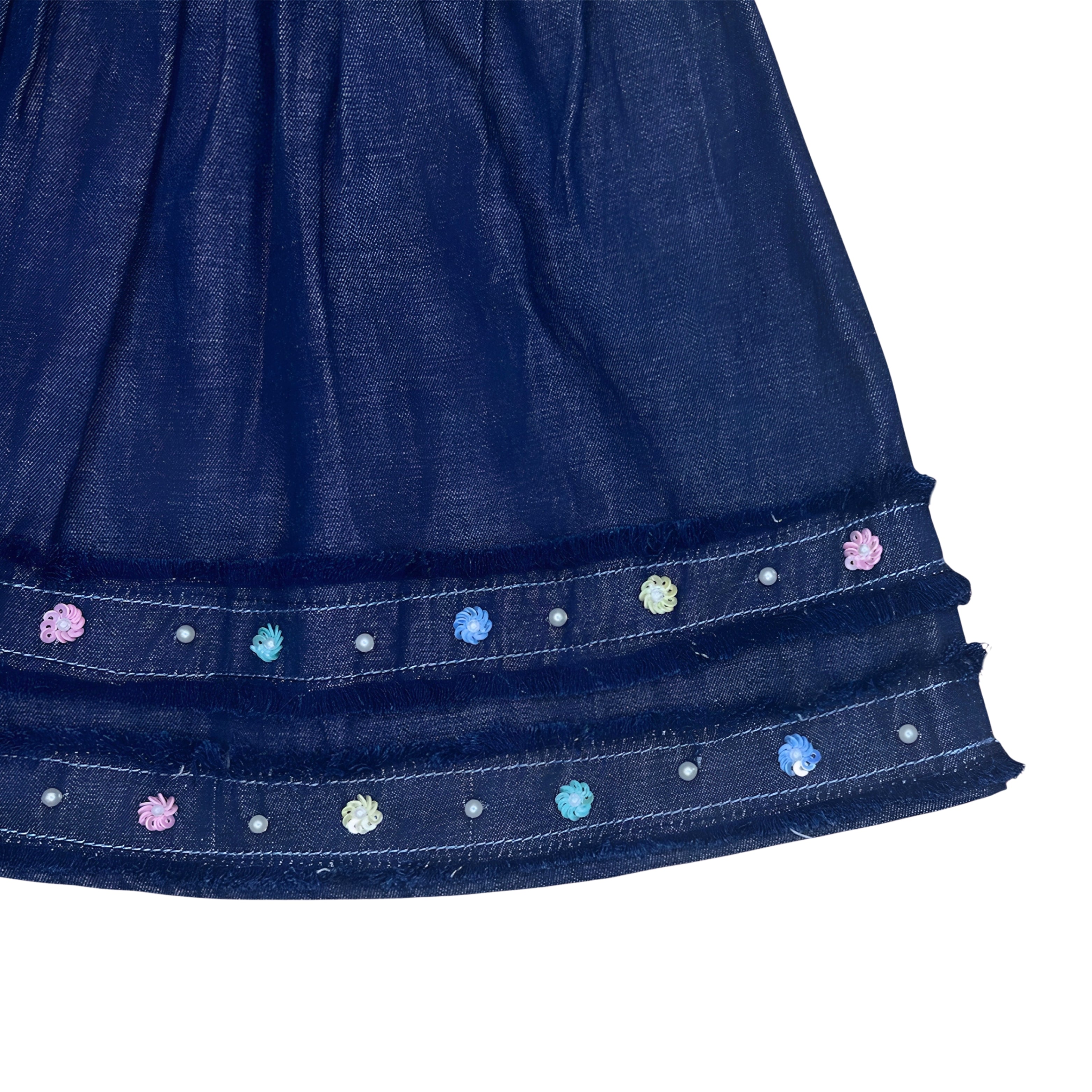 Embroidered Cotton Denim Skirt