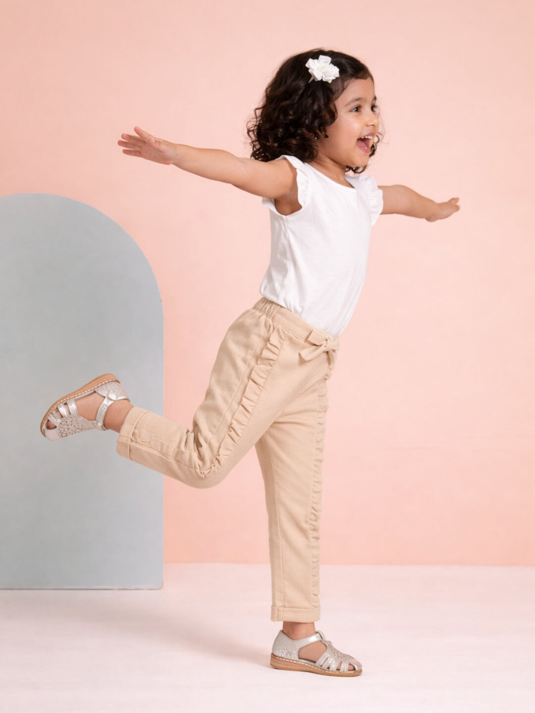 Ella Frills Pants - Beige