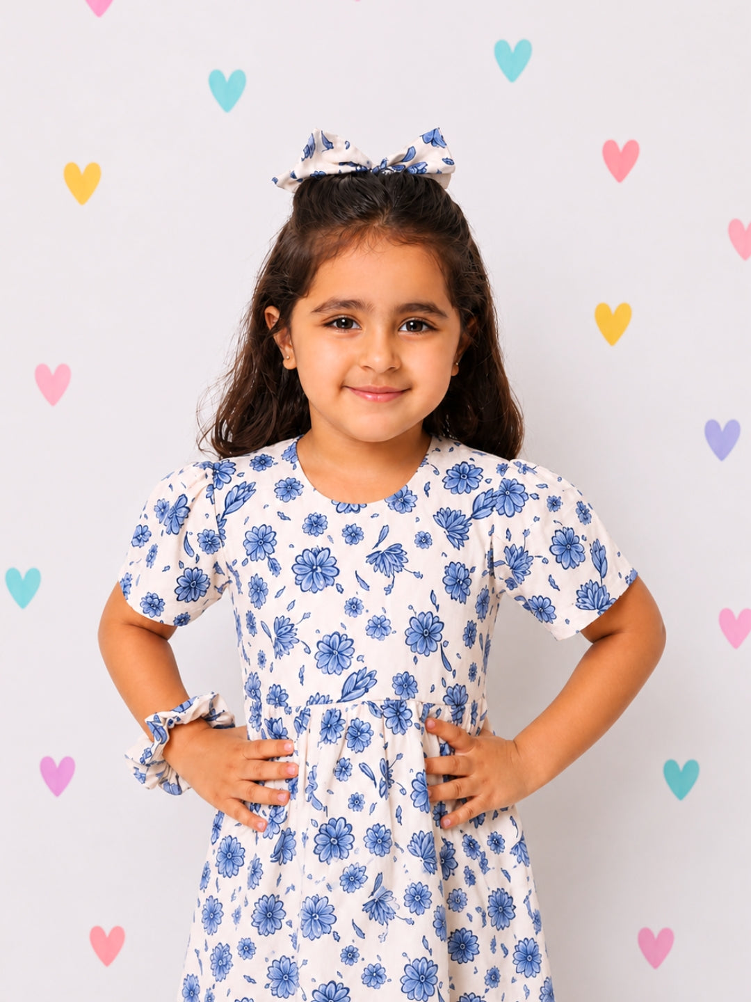 Cotton Emma Dress - Blue Floral
