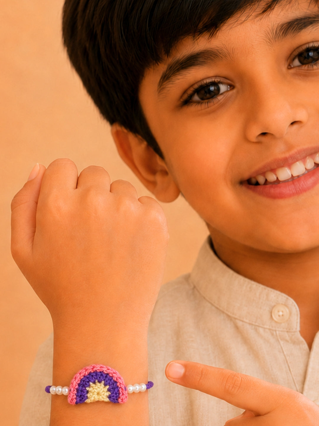 Colourful Rainbow Rakhi - Pink