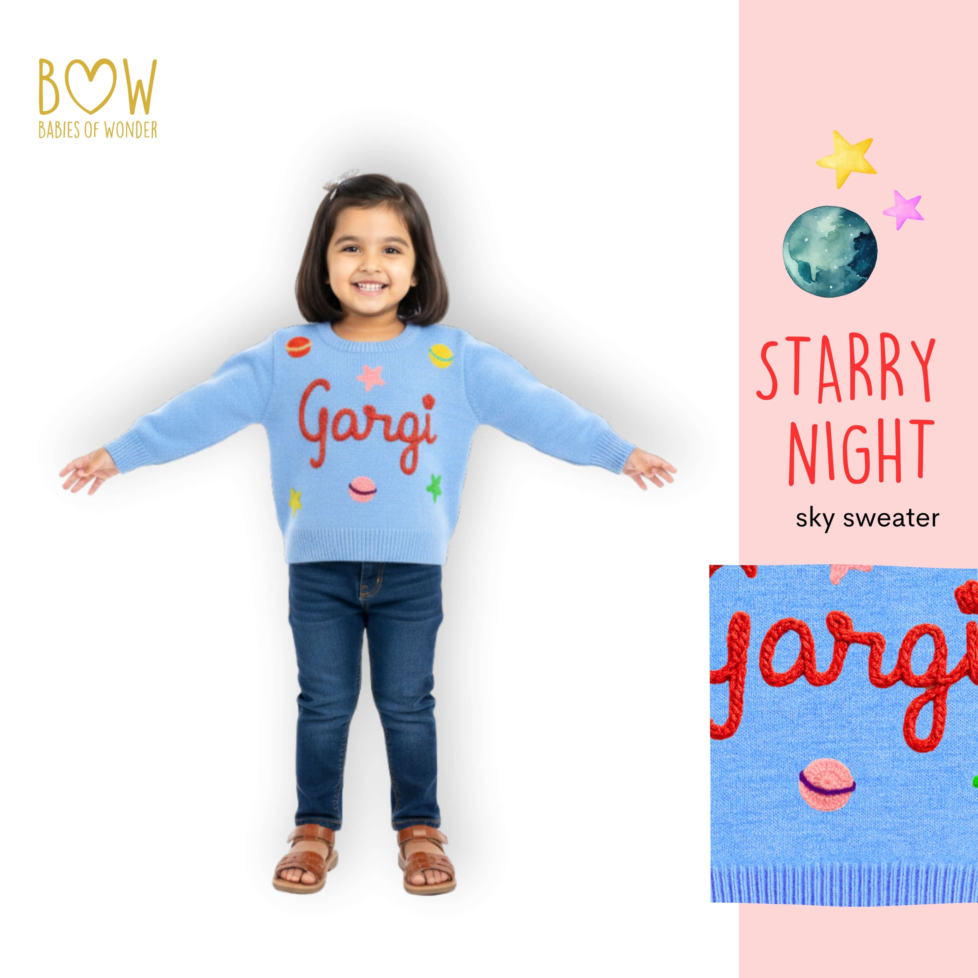 Girls Customised Starry Night Sweater