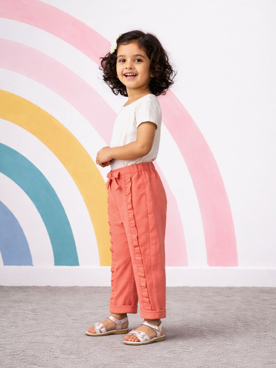 Ella Frills Pants - Peach