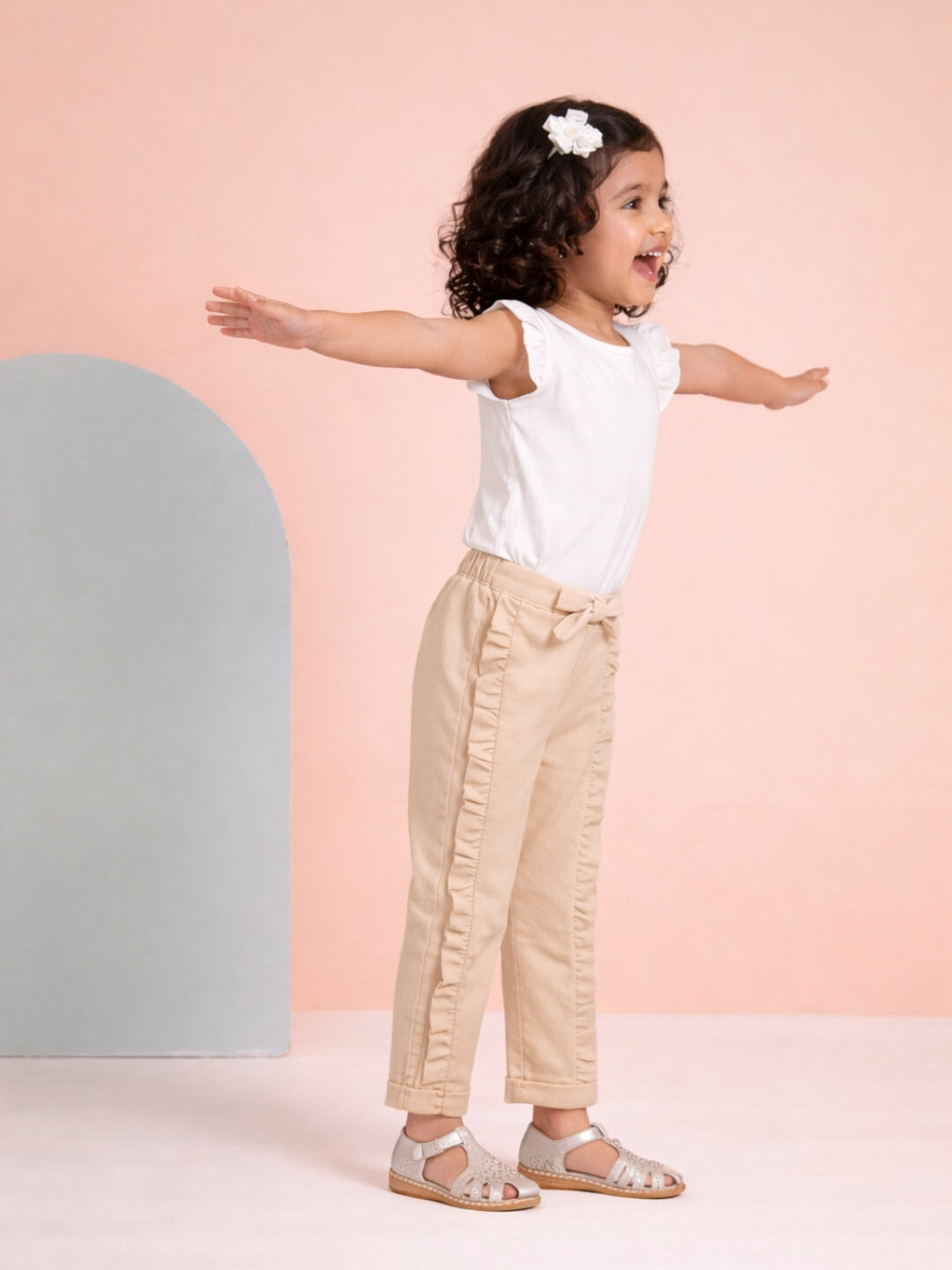 Ella Frills Pants - Beige