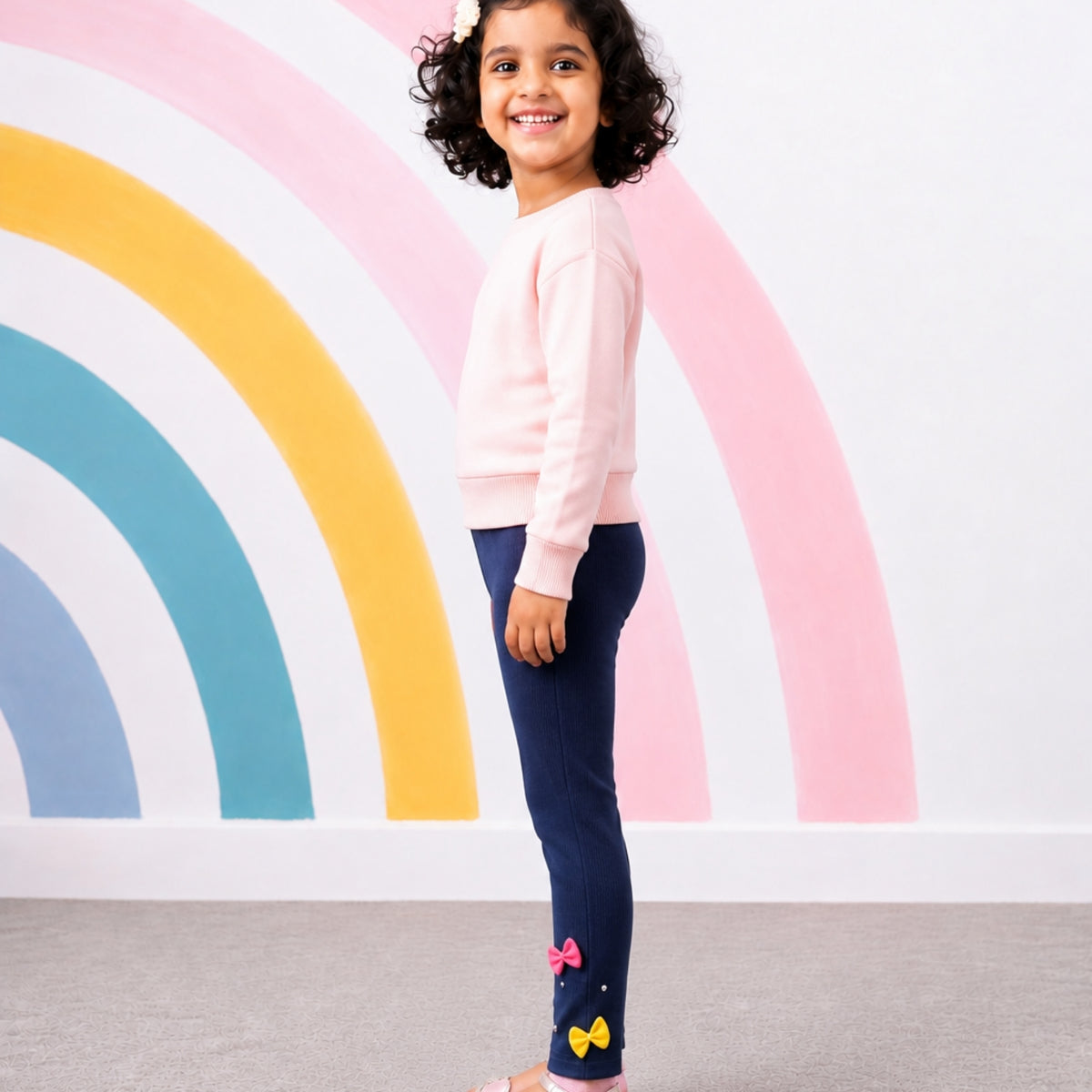 Bows Corduroy Legging - Navy