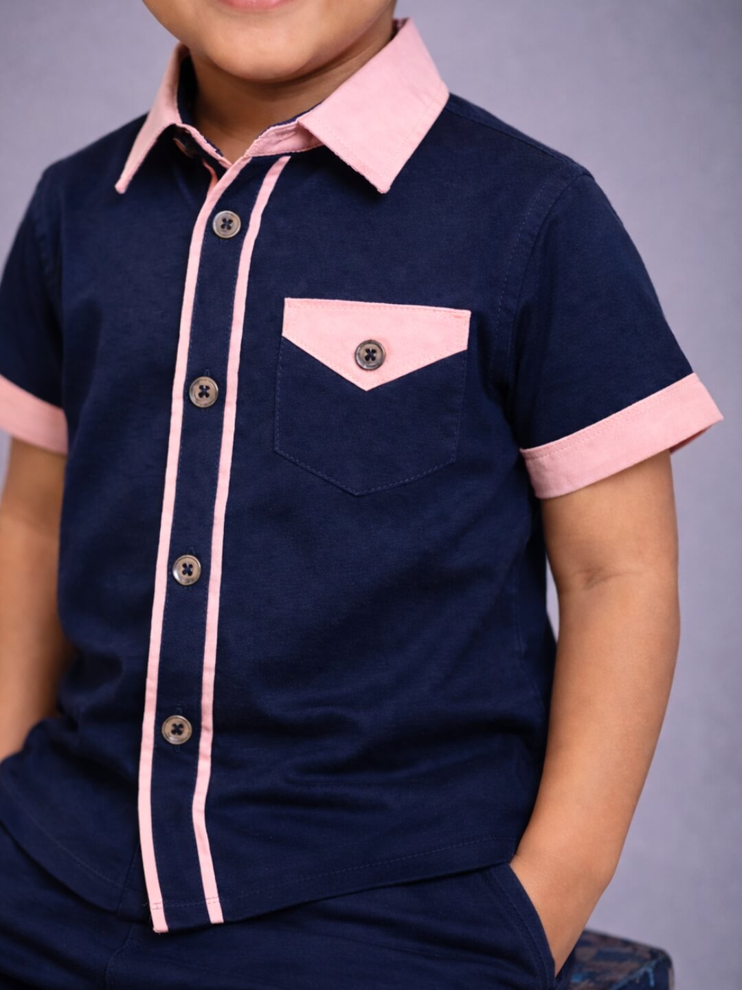Piper Cotton Shirt - Navy