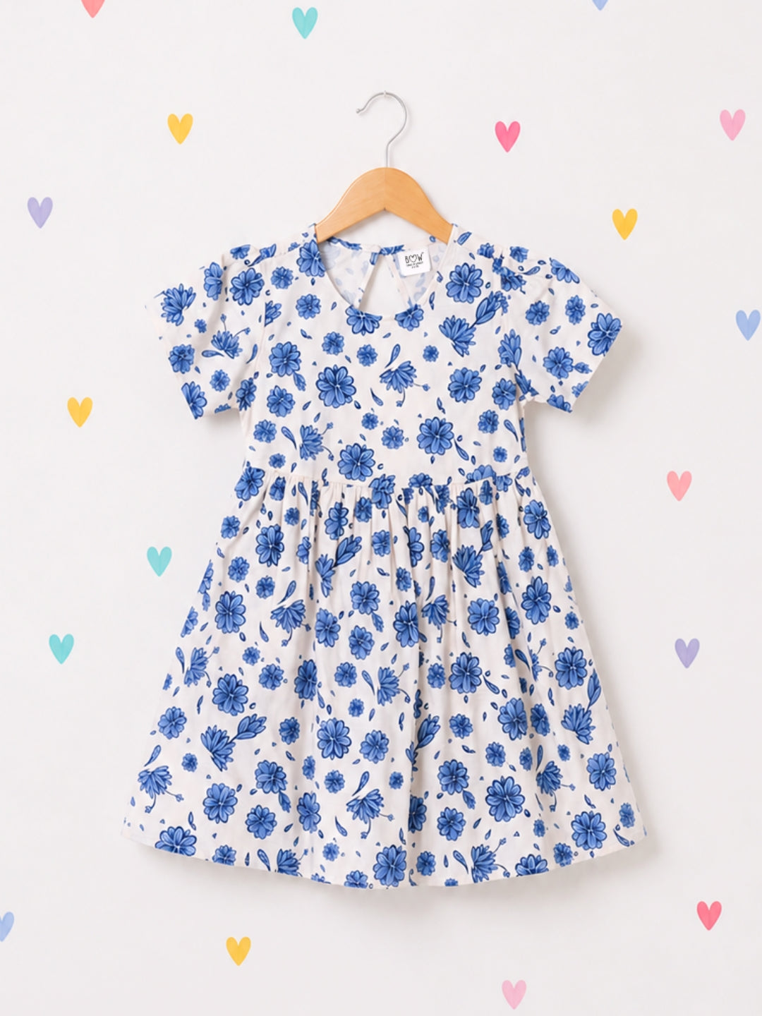 Cotton Emma Dress - Blue Floral