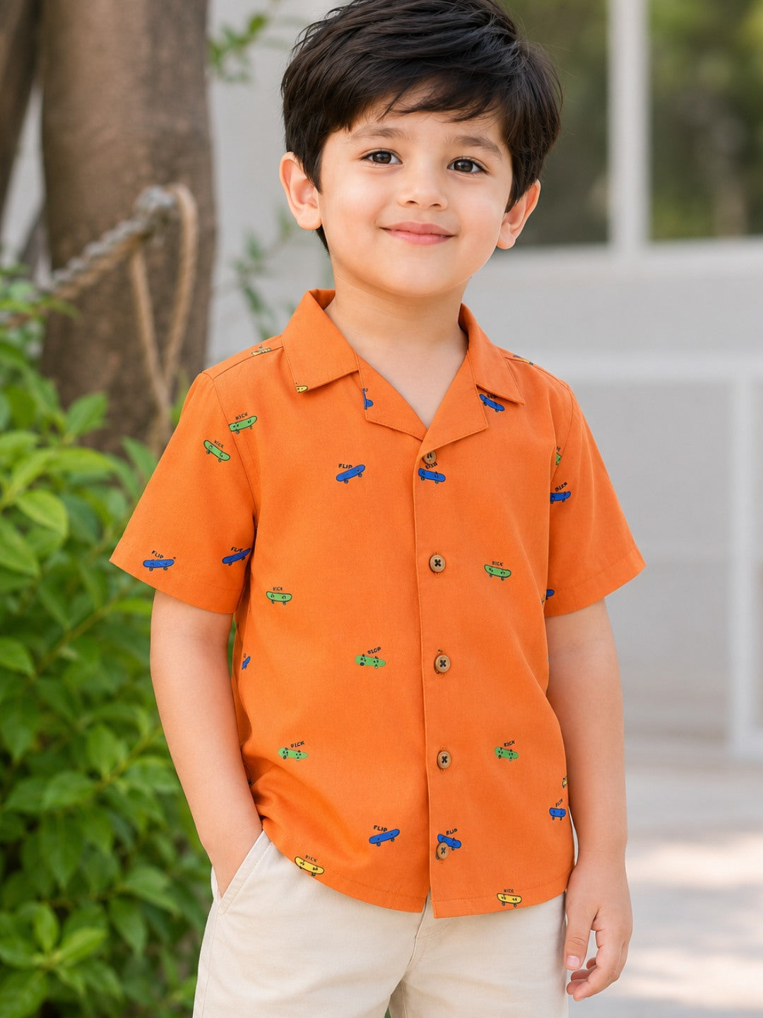 Charlie Cotton Shirt - Orange
