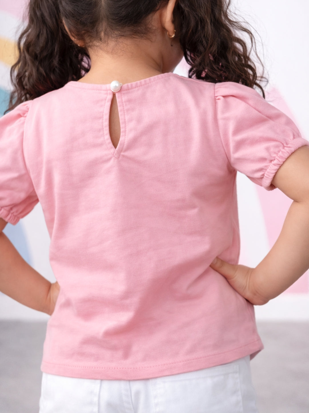 Cotton Colourful Bows Top - Pink