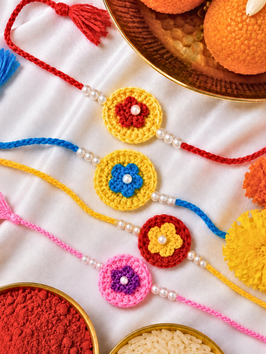 Soft Flower Rakhi - Red