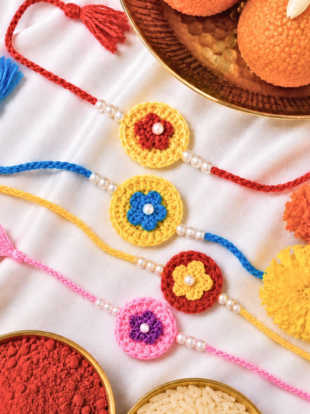 Soft Flower Rakhi - Yellow