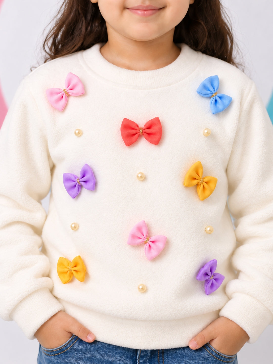 Colourful Bows Sweatshirt - White