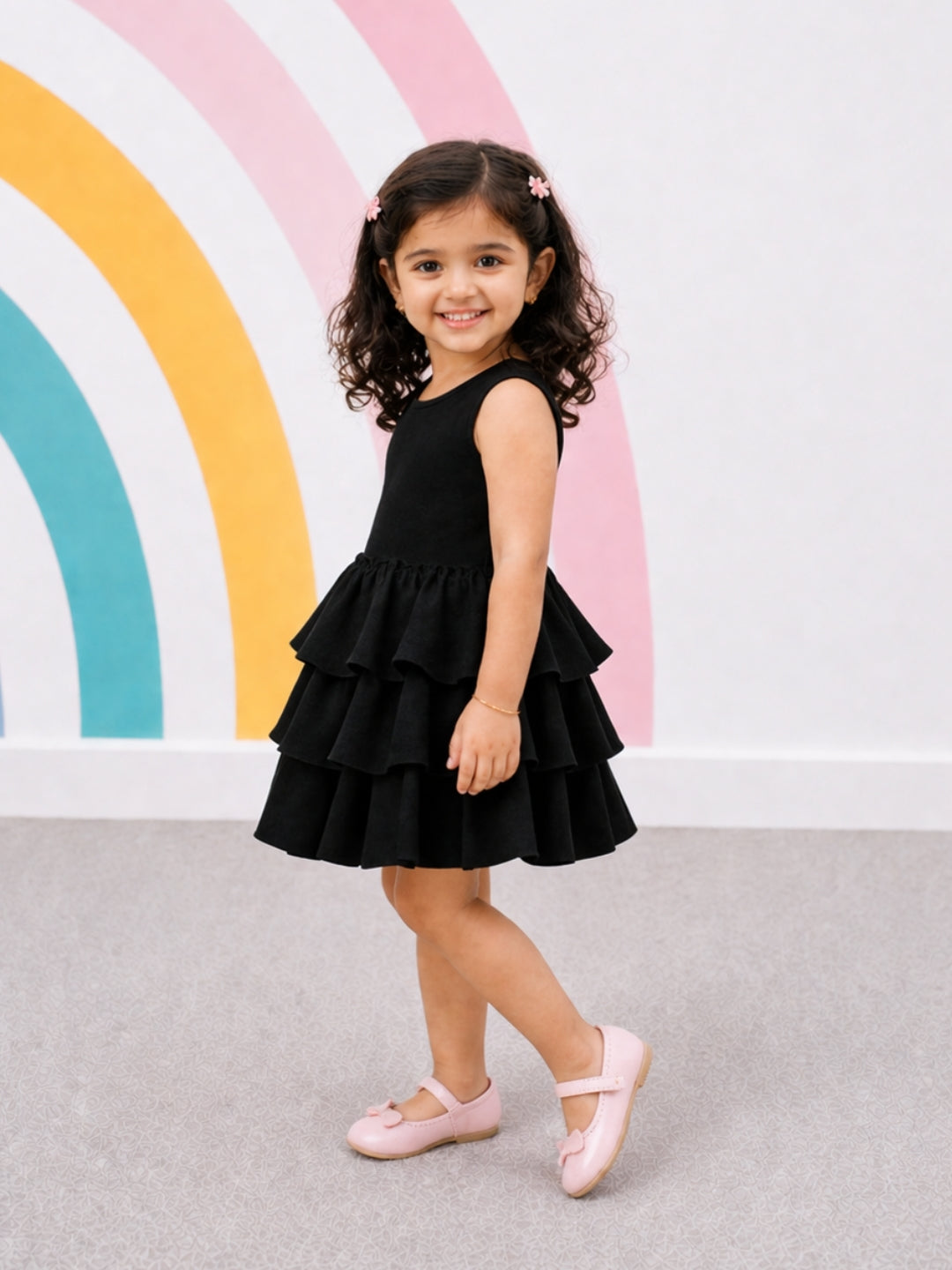 Ruffles Pixie Dress - Black