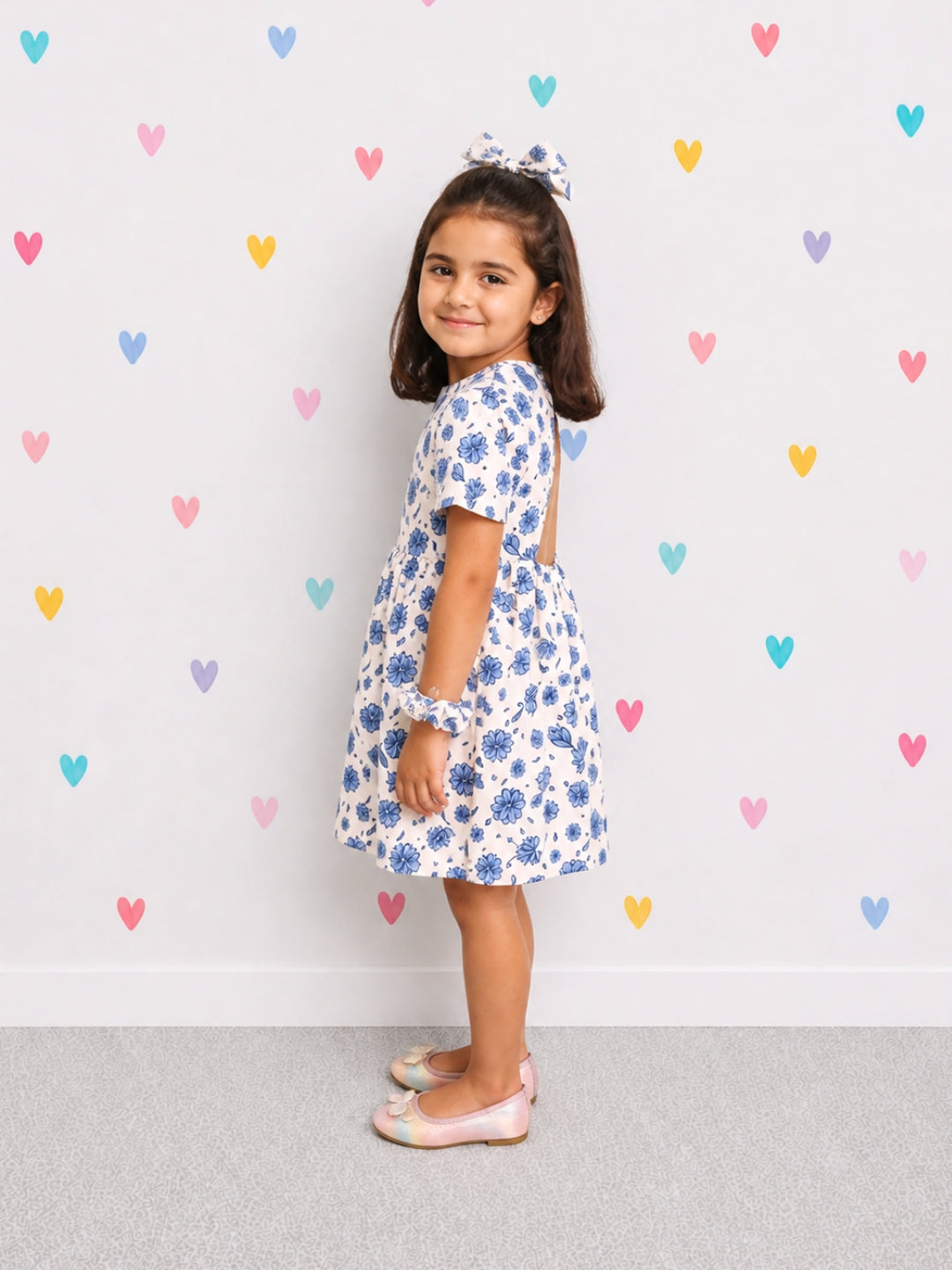 Cotton Emma Dress - Blue Floral