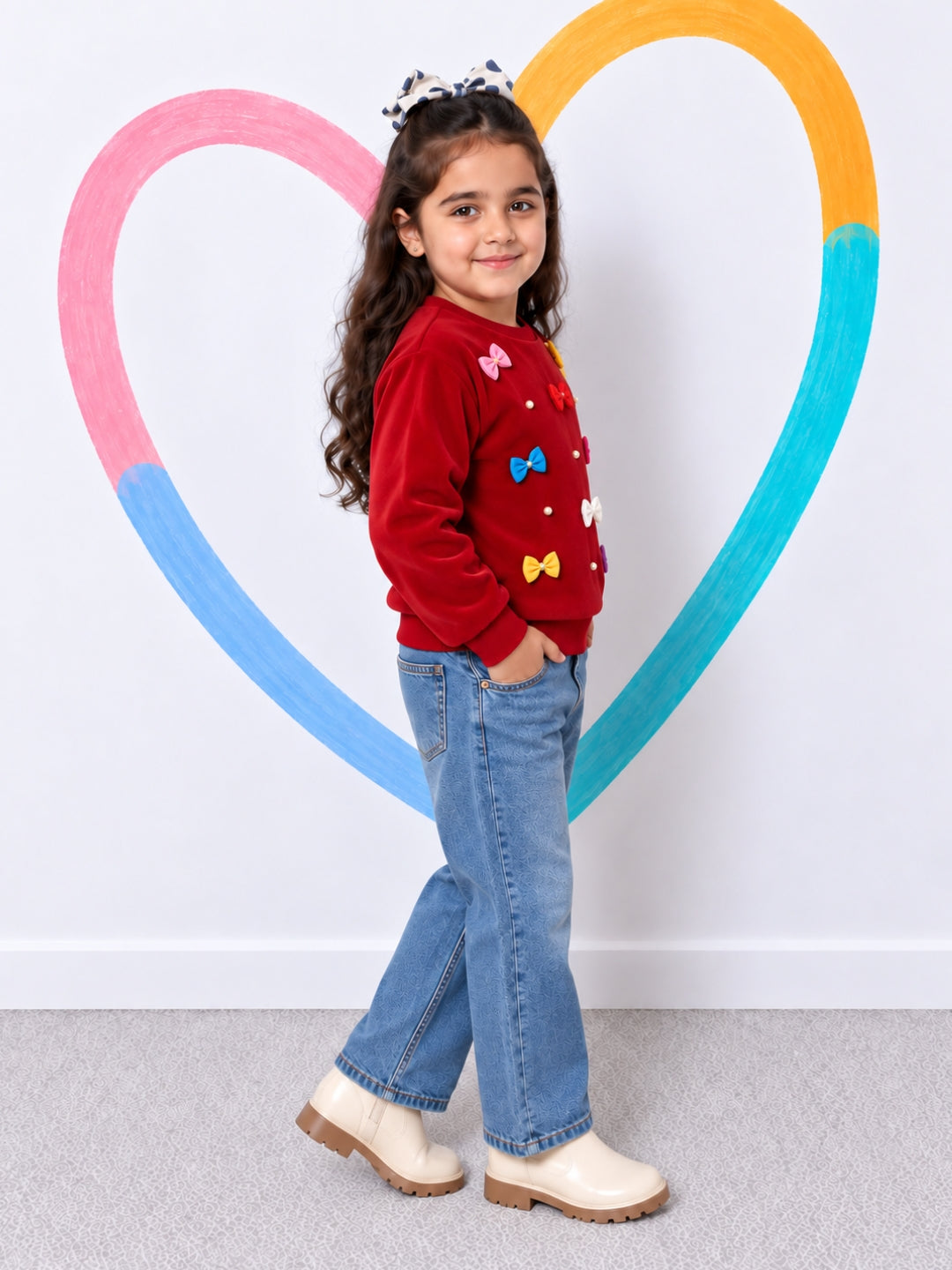 Soft Colourful Bows Sweatshirt - Red