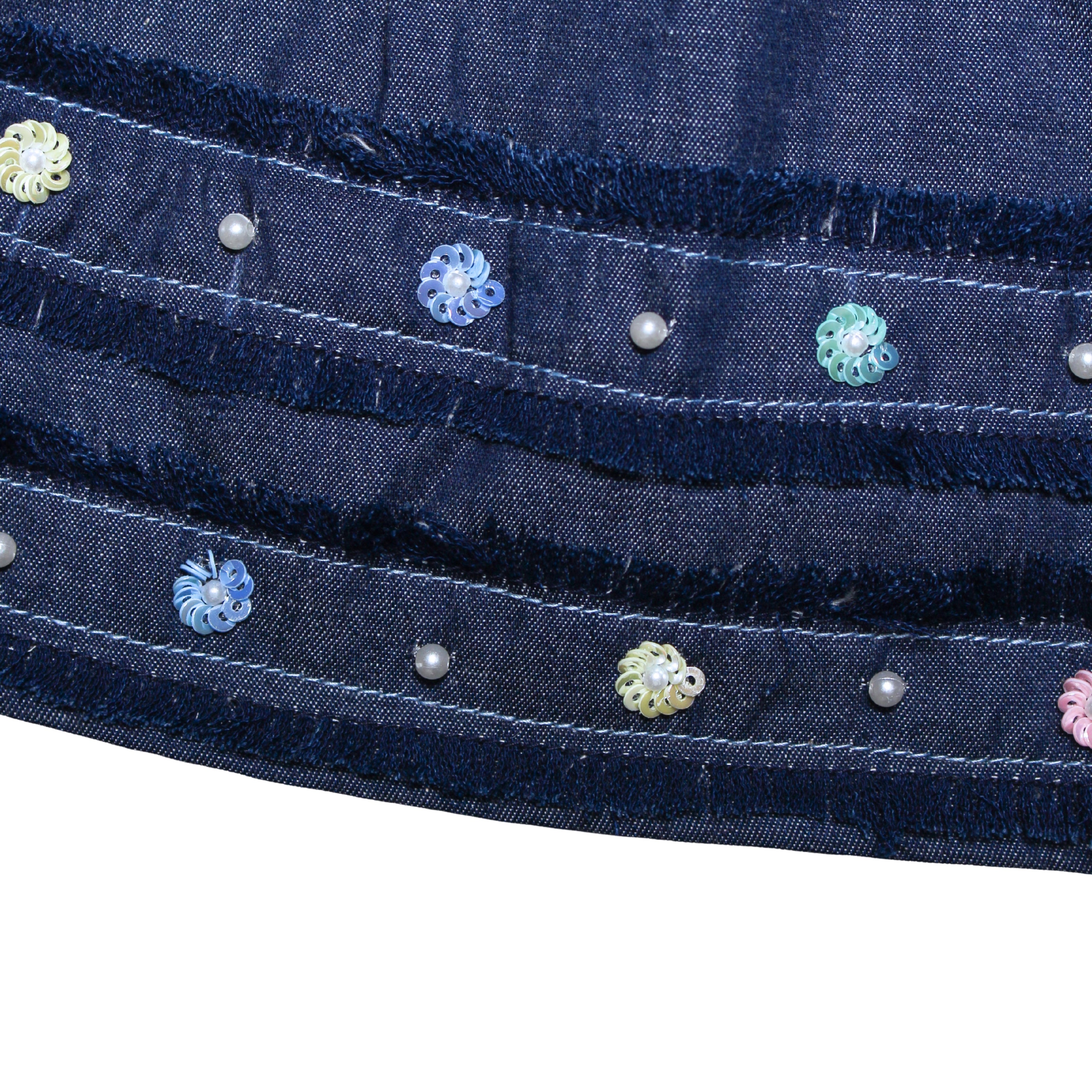 Embroidered Cotton Denim Skirt