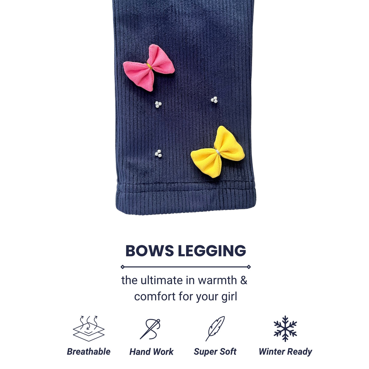 Bows Corduroy Legging - Navy
