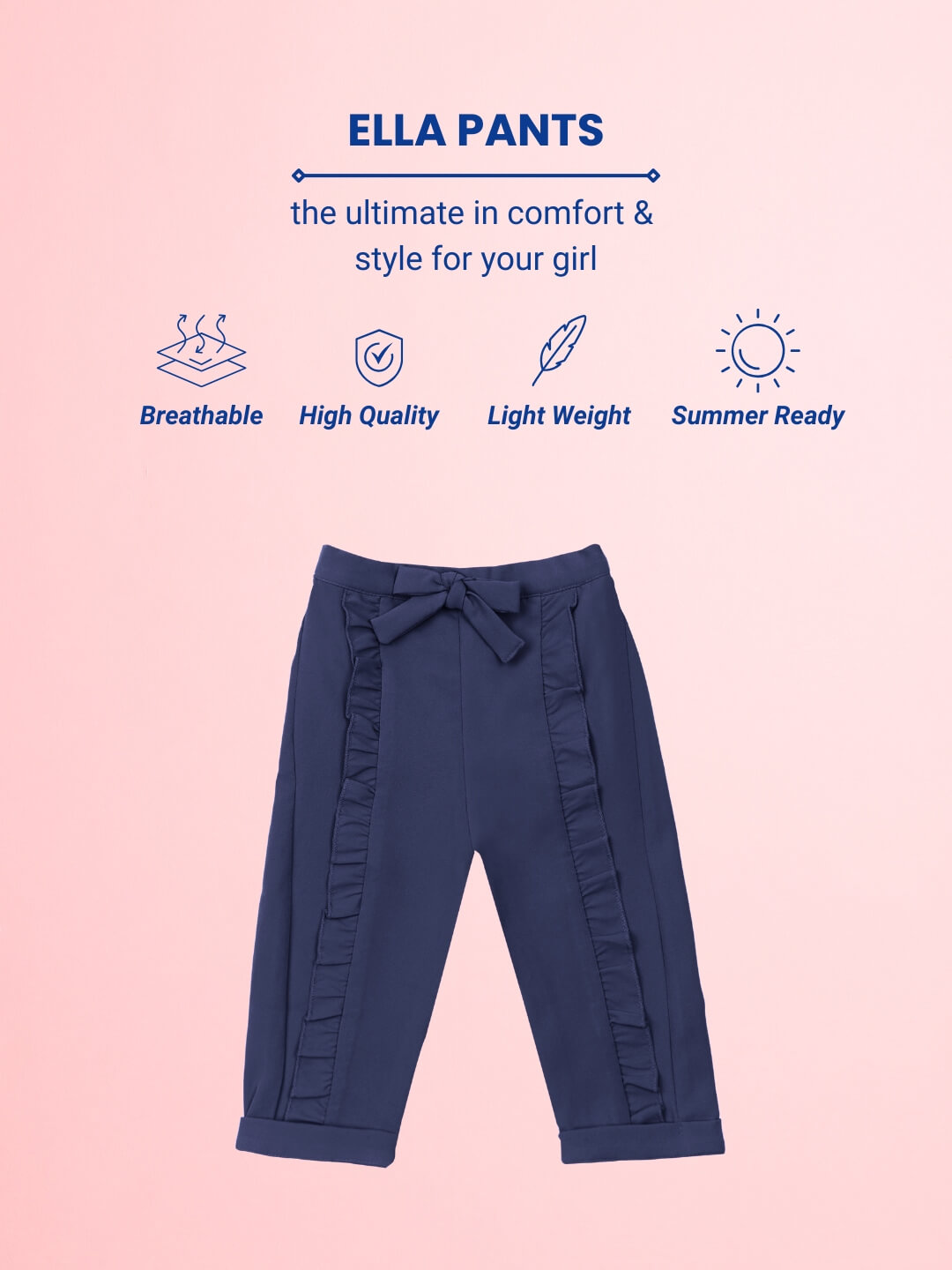 Ella Frill Pants - Navy