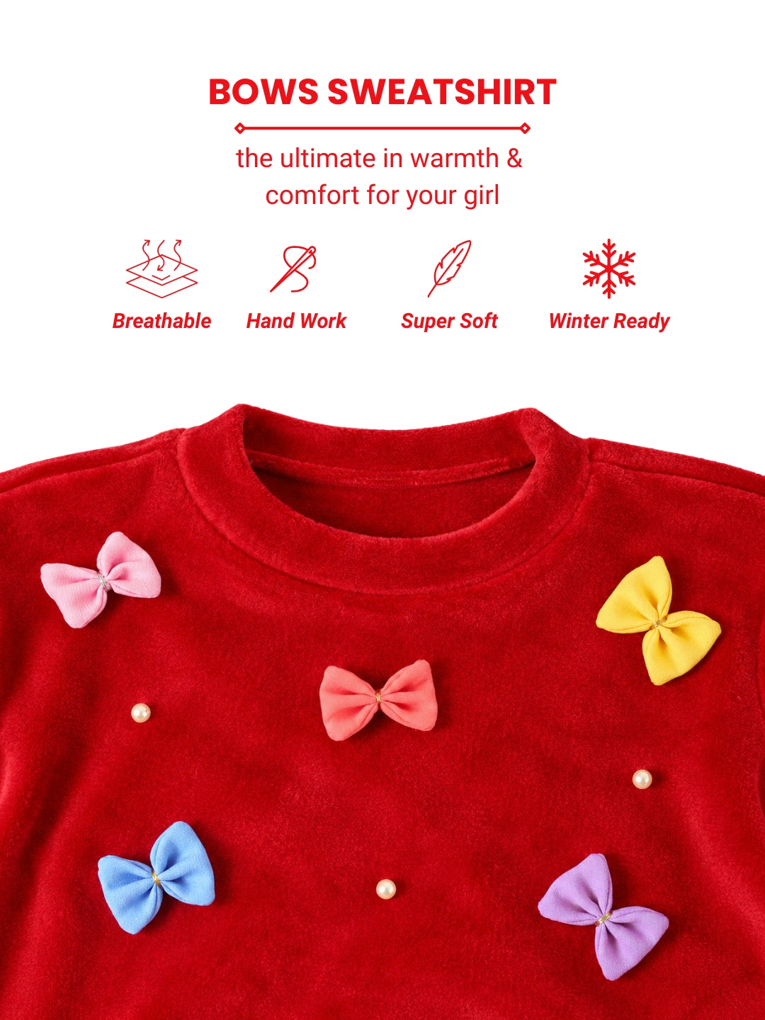 Soft Colourful Bows Sweatshirt - Red