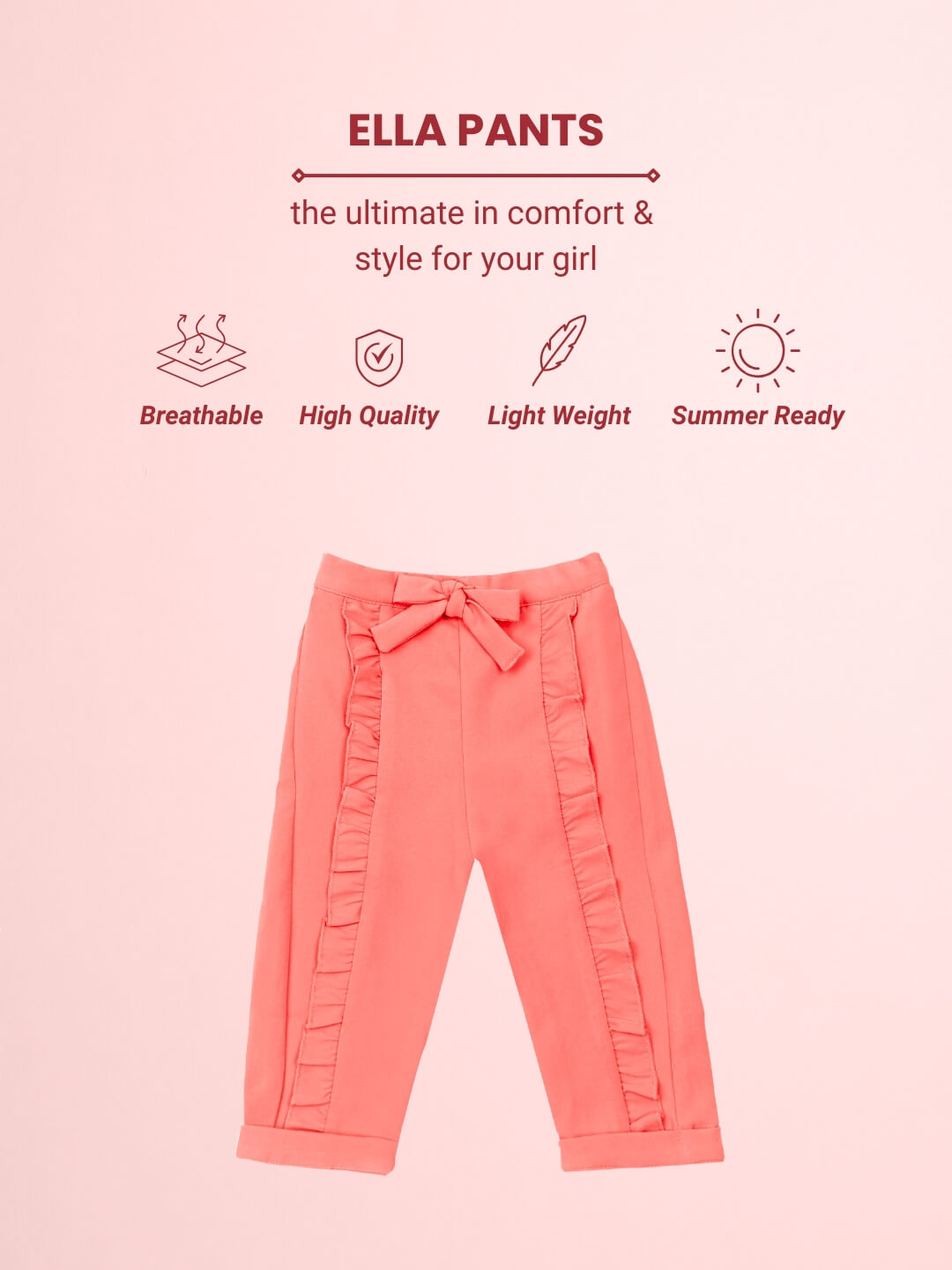 Ella Frills Pants - Peach