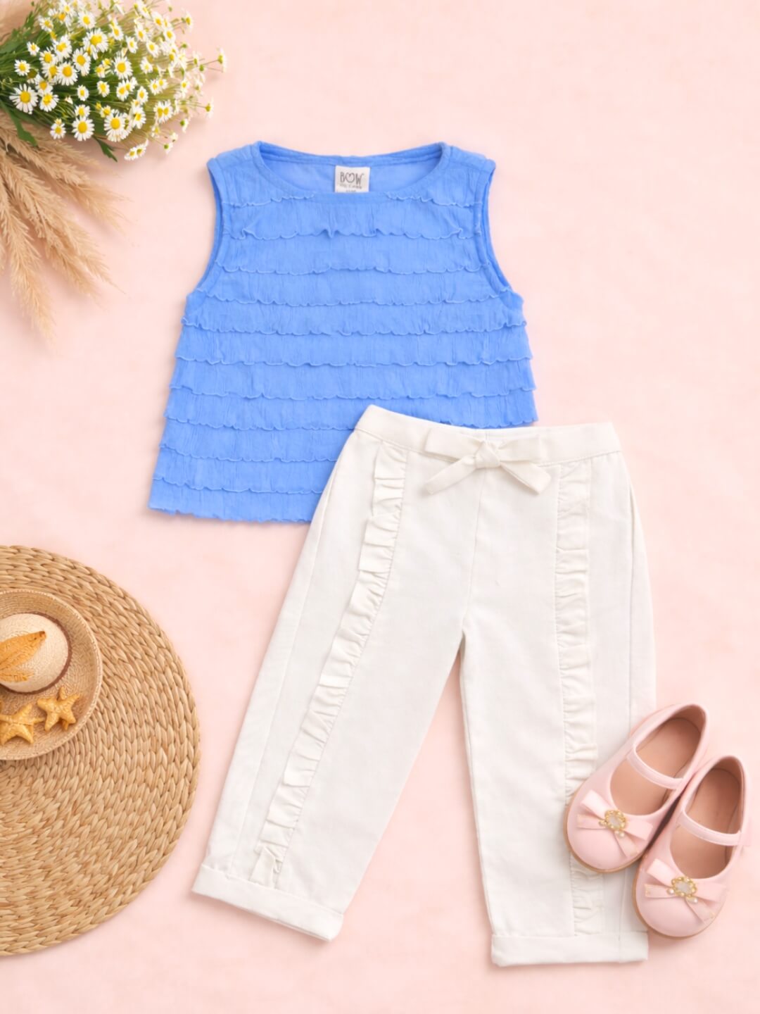 Sarah Frills Top - Blue