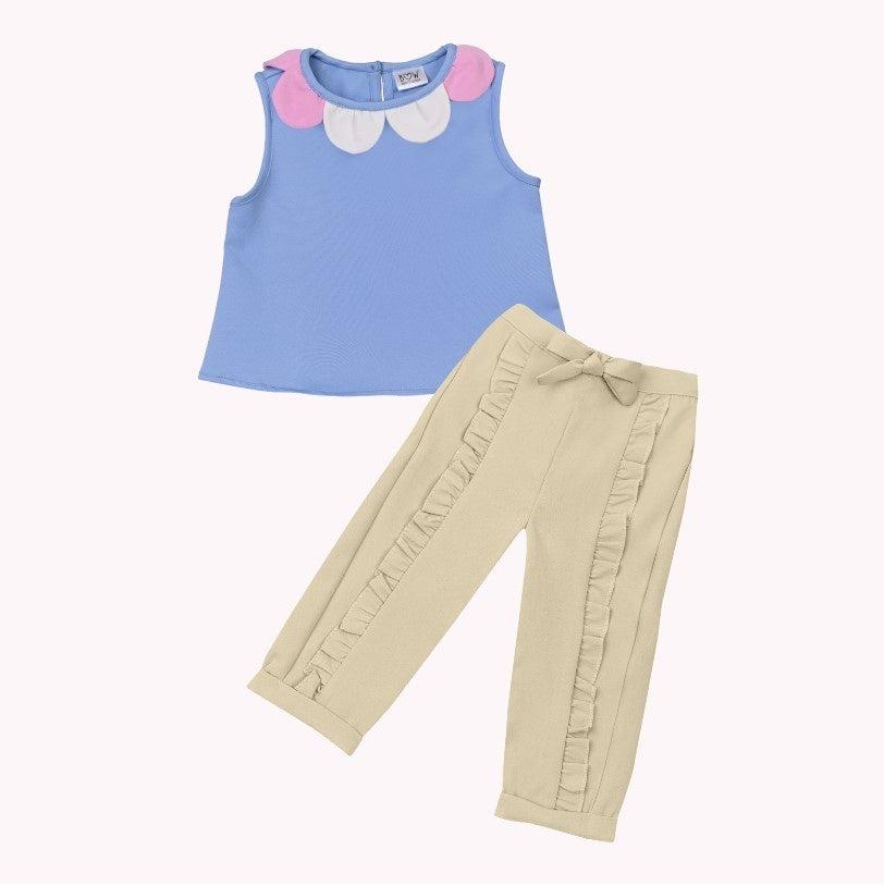 Baby Blue Blossom Top + Beige Ella Pant