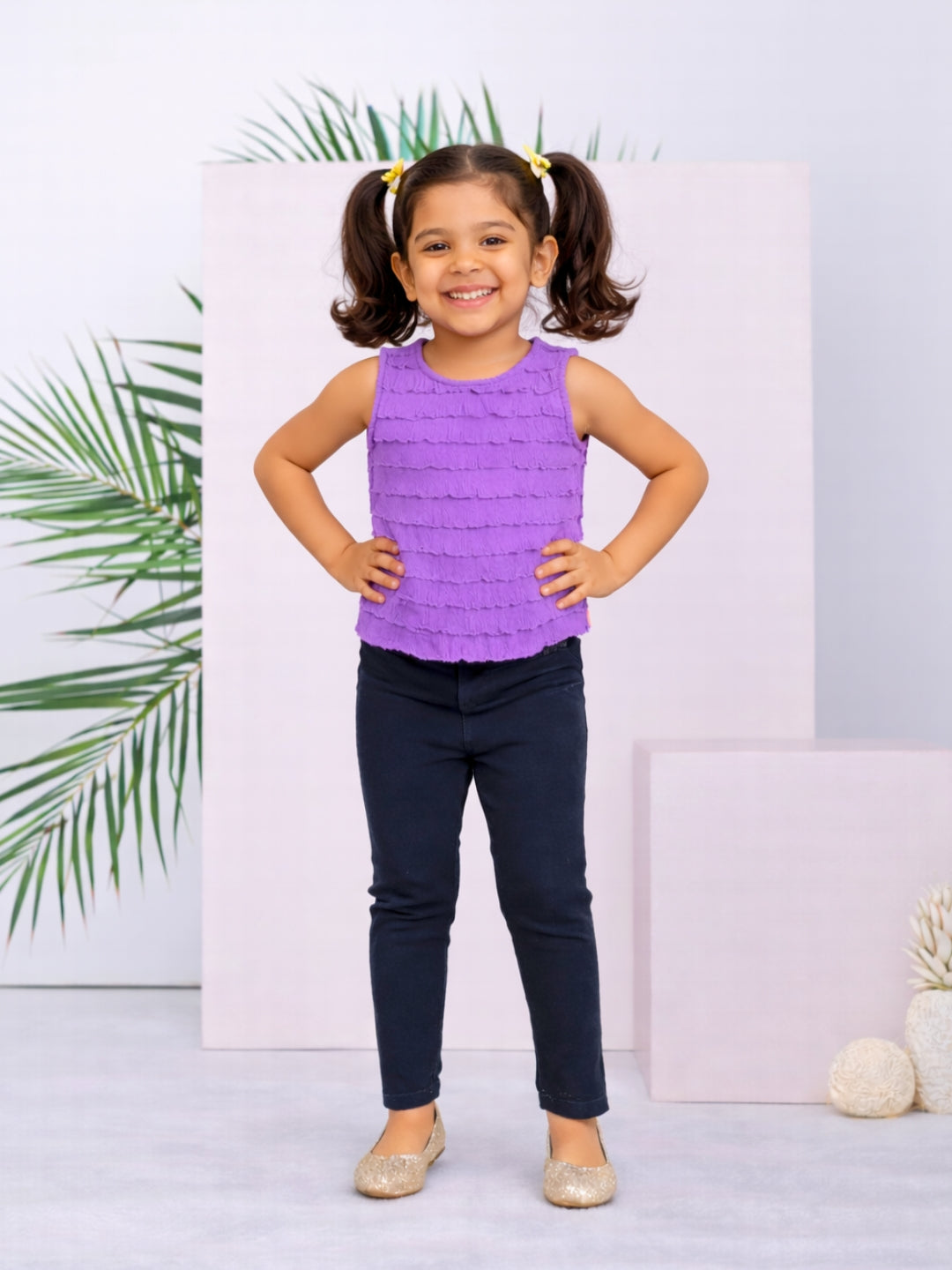 Sarah Frills Top - Purple