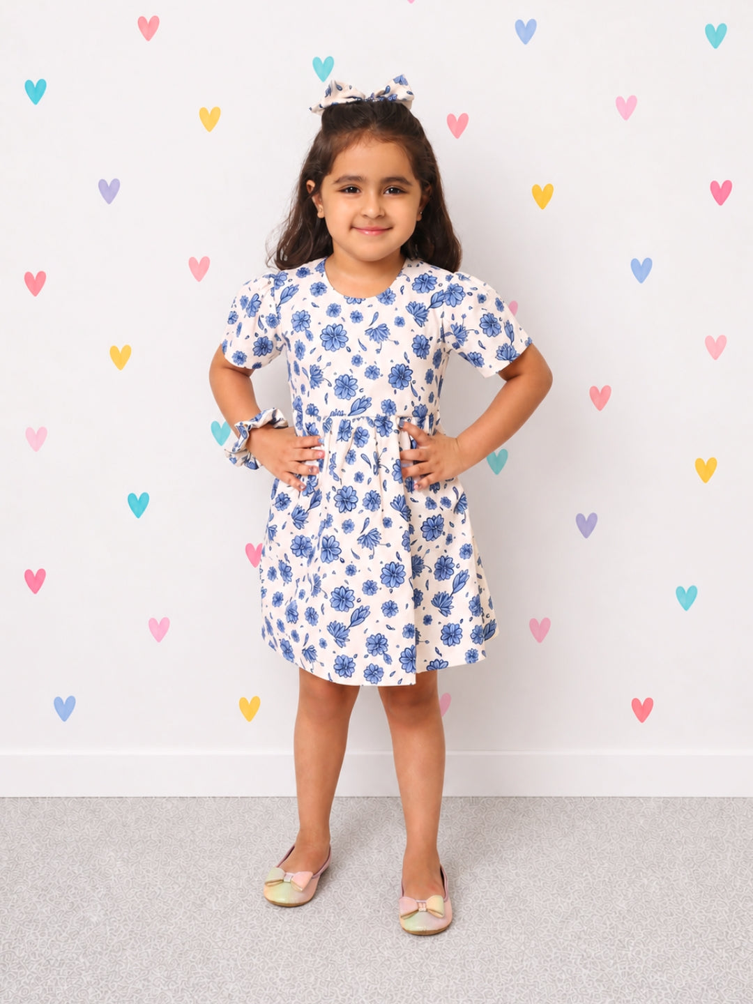 Cotton Emma Dress - Blue Floral