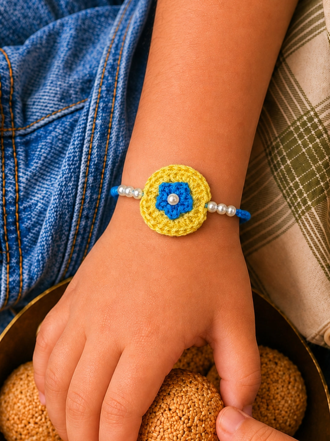 Soft Flower Rakhi - Blue